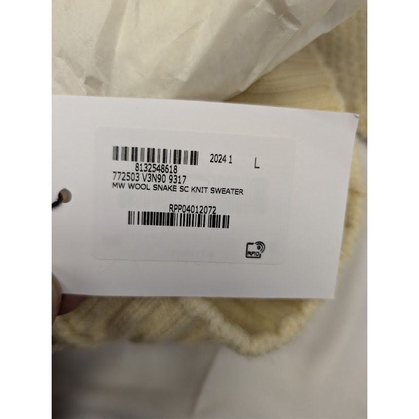 Bottega Veneta o1rshd1 Men Wear Wool Snake Knit Sweater in Dove Size US L / EU 52-54 / 3 - 18 Thumbnail