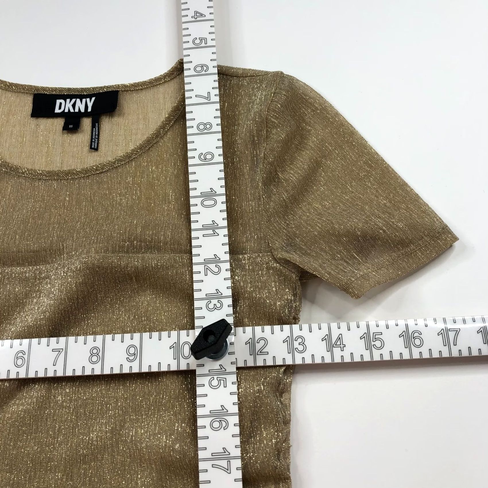 DKNY DKNY XS Metallic Ruched Pullover Top T-Shirt Black Gold MINT Casual Womens XS Pullover Shirt Size XS / US 0-2 / IT 36-38 - 6 Thumbnail
