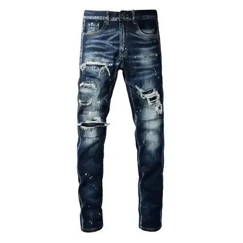 Japanese Brand × Jean Mens Non-Stretch Graffiti Slim Fit Ripped Jeans Size US 32 / EU 48 - 2 Thumbnail