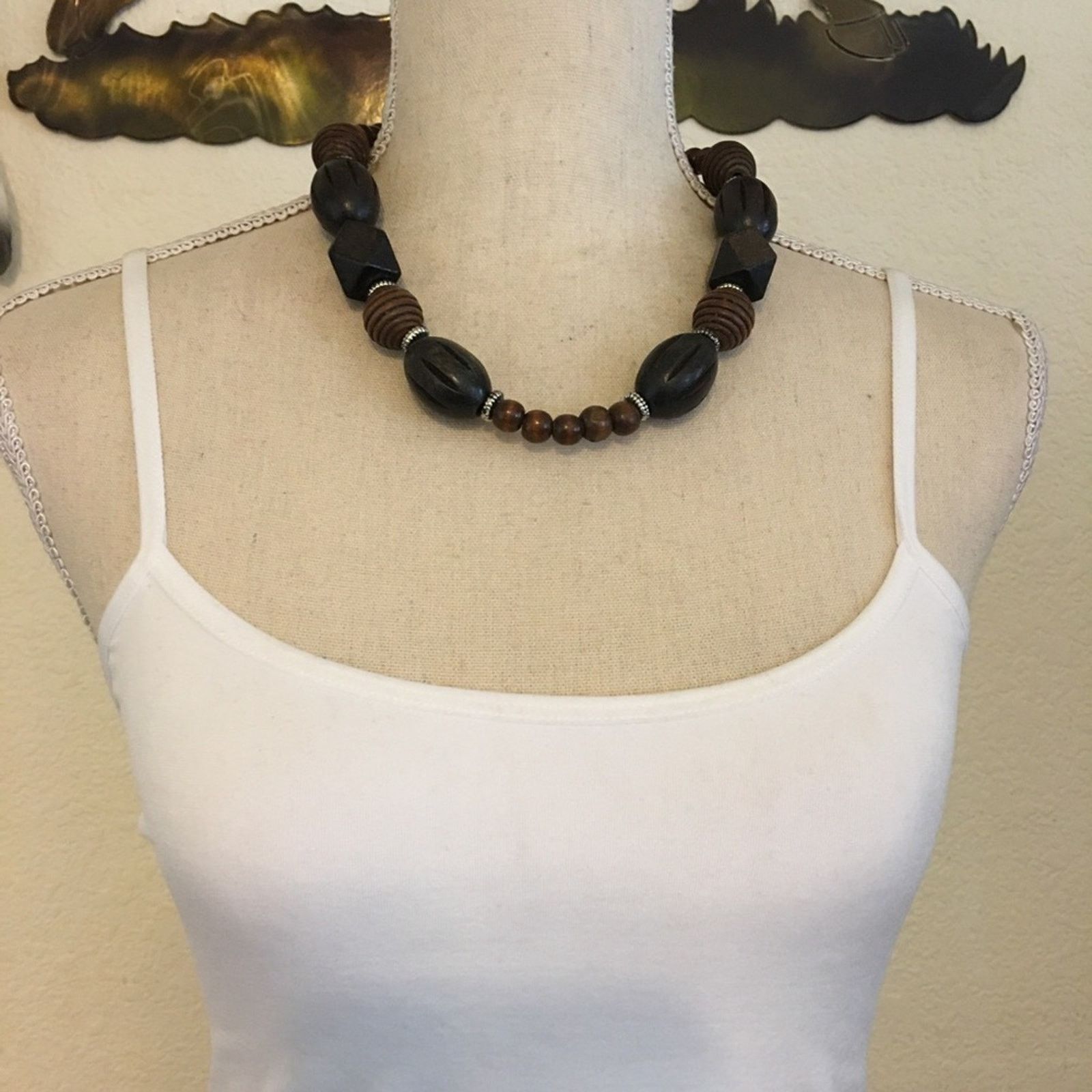 Jewelry Multi shape wood bead chunky style necklace Size ONE SIZE - 3 Thumbnail