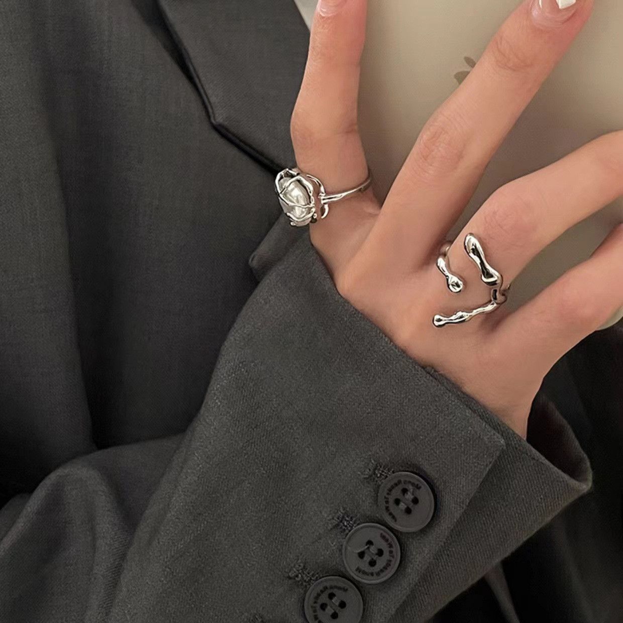 Jewelry New Design Jewelry Rings Open Size Chrome Ring (Size 7-13) Size ONE SIZE - 4 Thumbnail