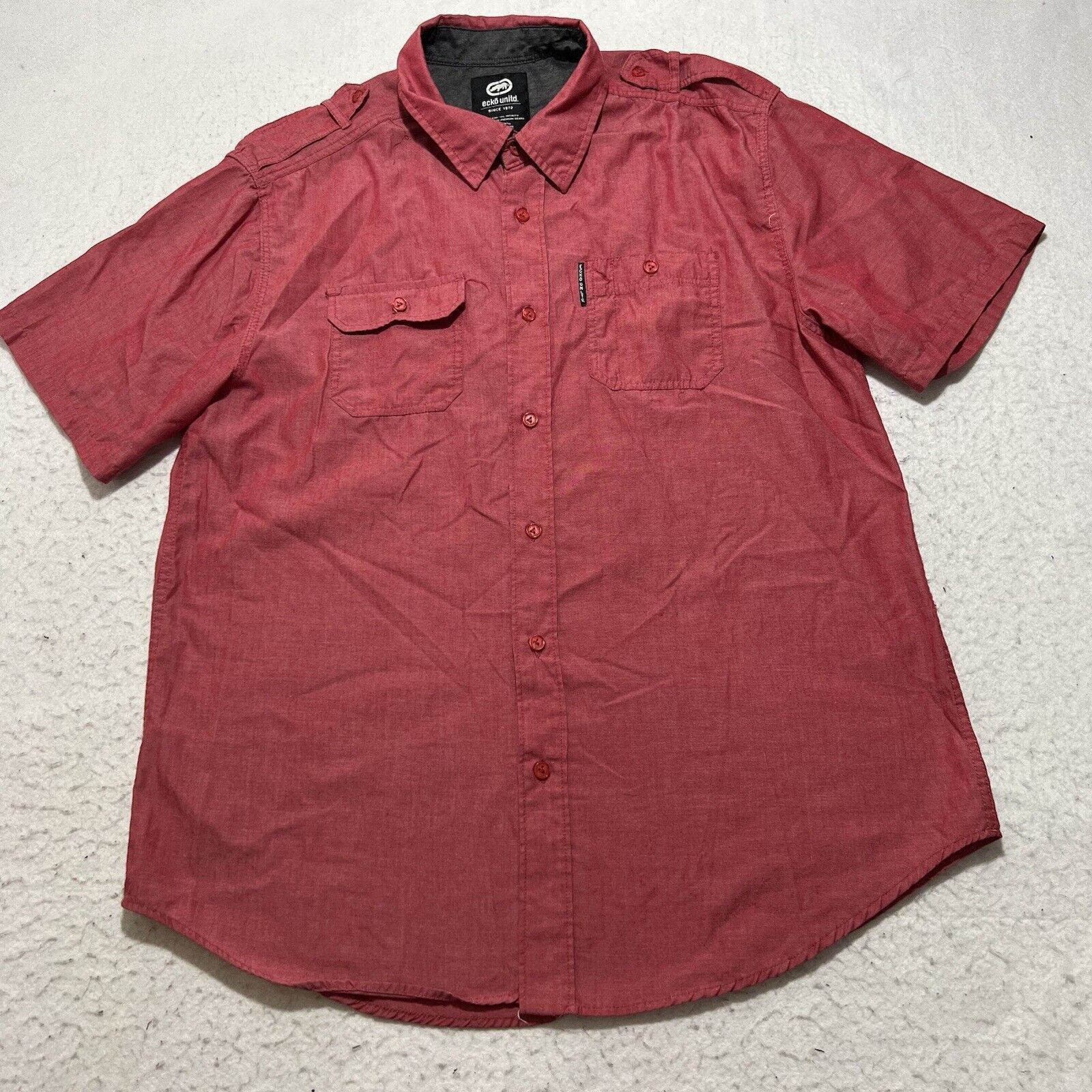 Ecko Unltd. Ecko Unltd Large Button Down Light Red Pocket Shirt Size US L / EU 52-54 / 3 - 1 Thumbnail