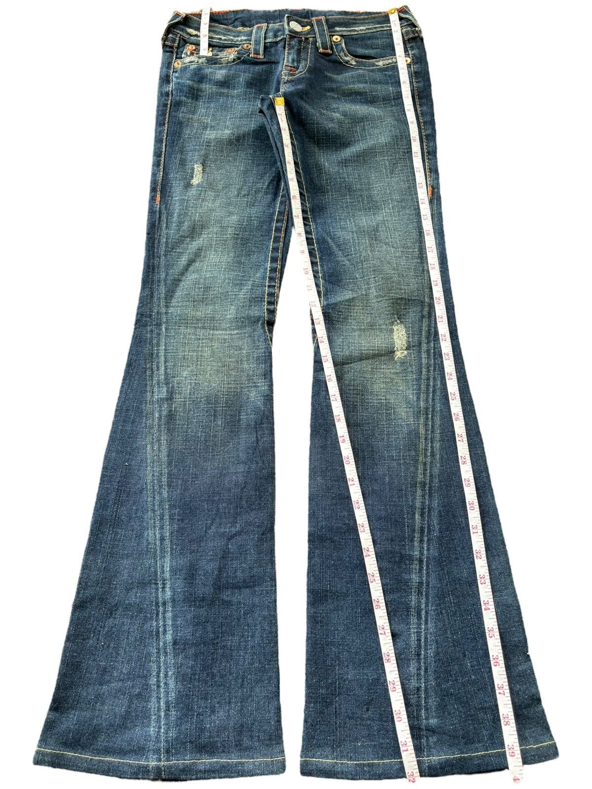 True Religion Vintage True Religion Joey Mud Wash Distress Flare Jeans Size 29" - 7 Thumbnail