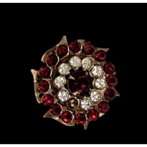 Other Vintage Regal Floral Brooch Gold Tone With Red And Clear Gem Size ONE SIZE - 2 Thumbnail
