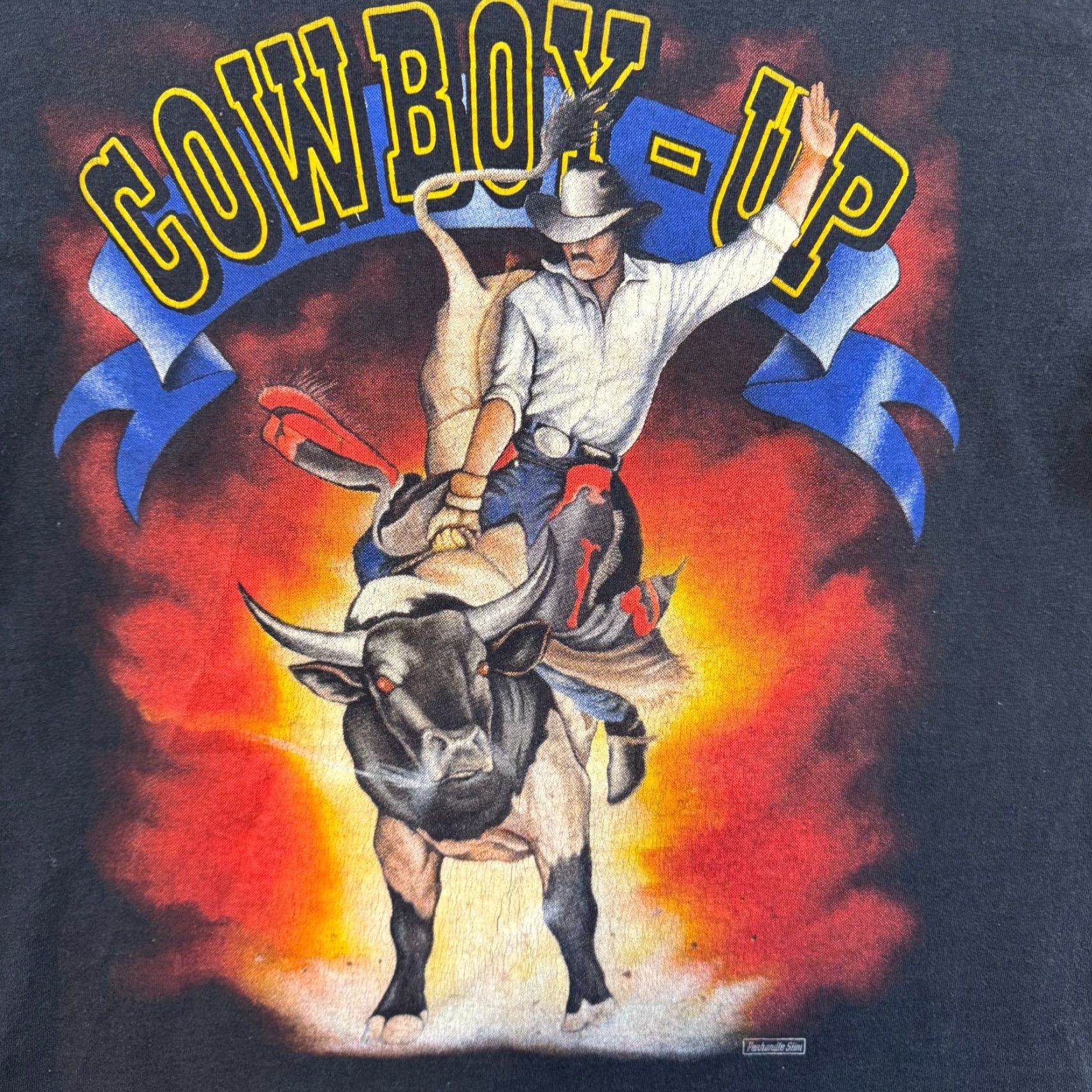 Vintage VINTAGE Cowboy Up T-Shirt Graphic Tee Mens Large Black Western Bull Riding Size US L / EU 52-54 / 3 - 3 Thumbnail