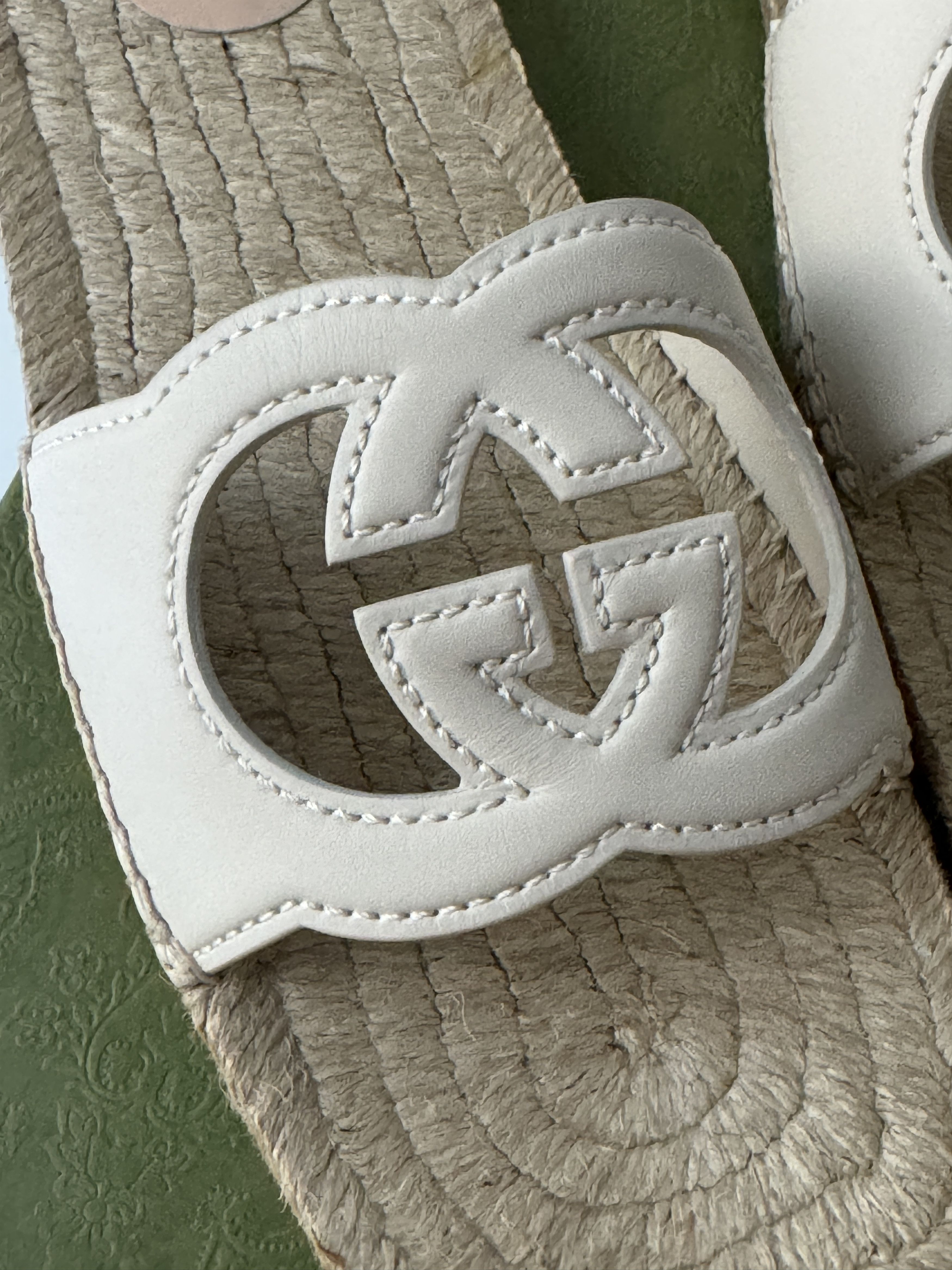 Gucci size 40G - Gucci Espadrille White GG cutout slide sandal Size US 10 / IT 40 - 5 Thumbnail