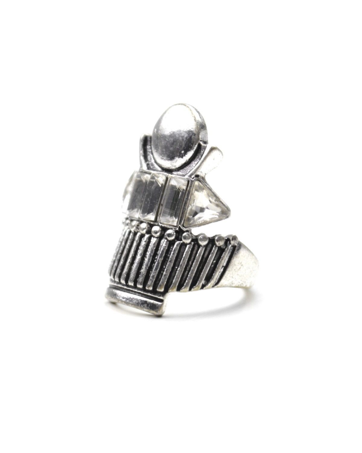 Vintage 2000S JAPANESE MADE DOME & BAGUETTE CRYSTAL RING Size ONE SIZE - 1 Thumbnail