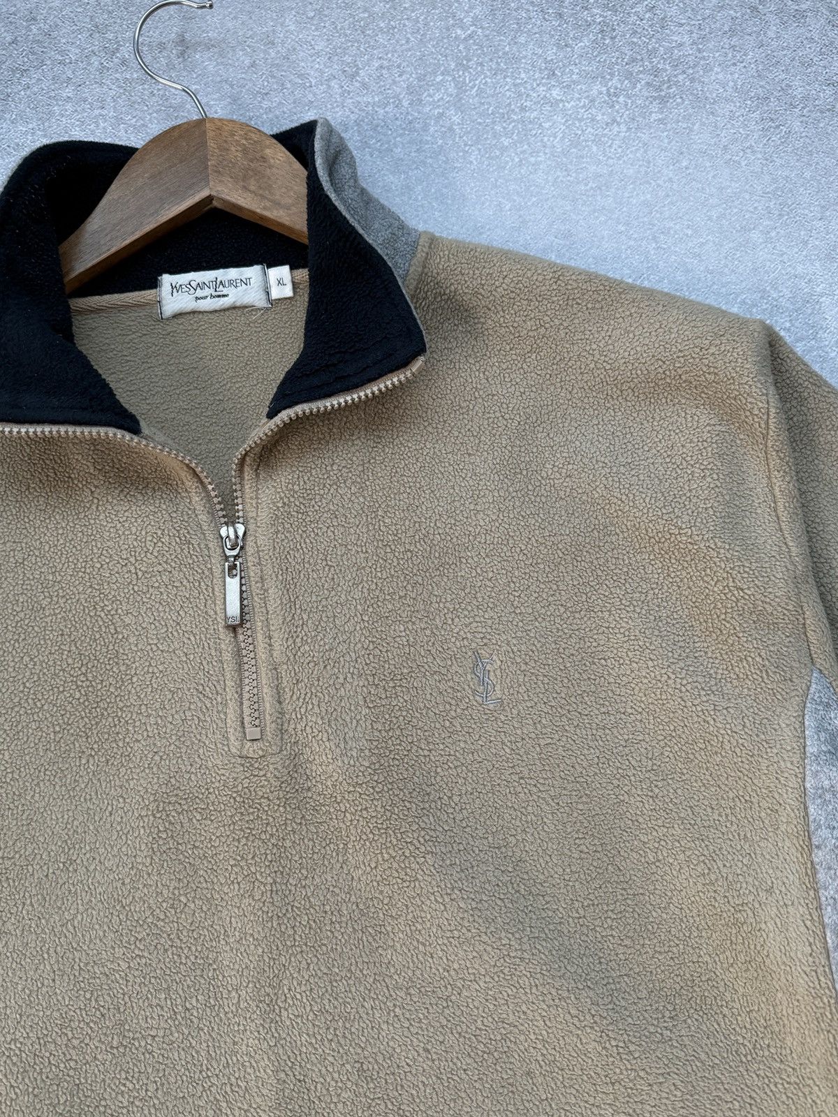 Yves Saint Laurent Yves Saint Laurent Fleece 1/4 Zip Men Distressed Sweatshirt Size US XL / EU 56 / 4 - 5 Thumbnail
