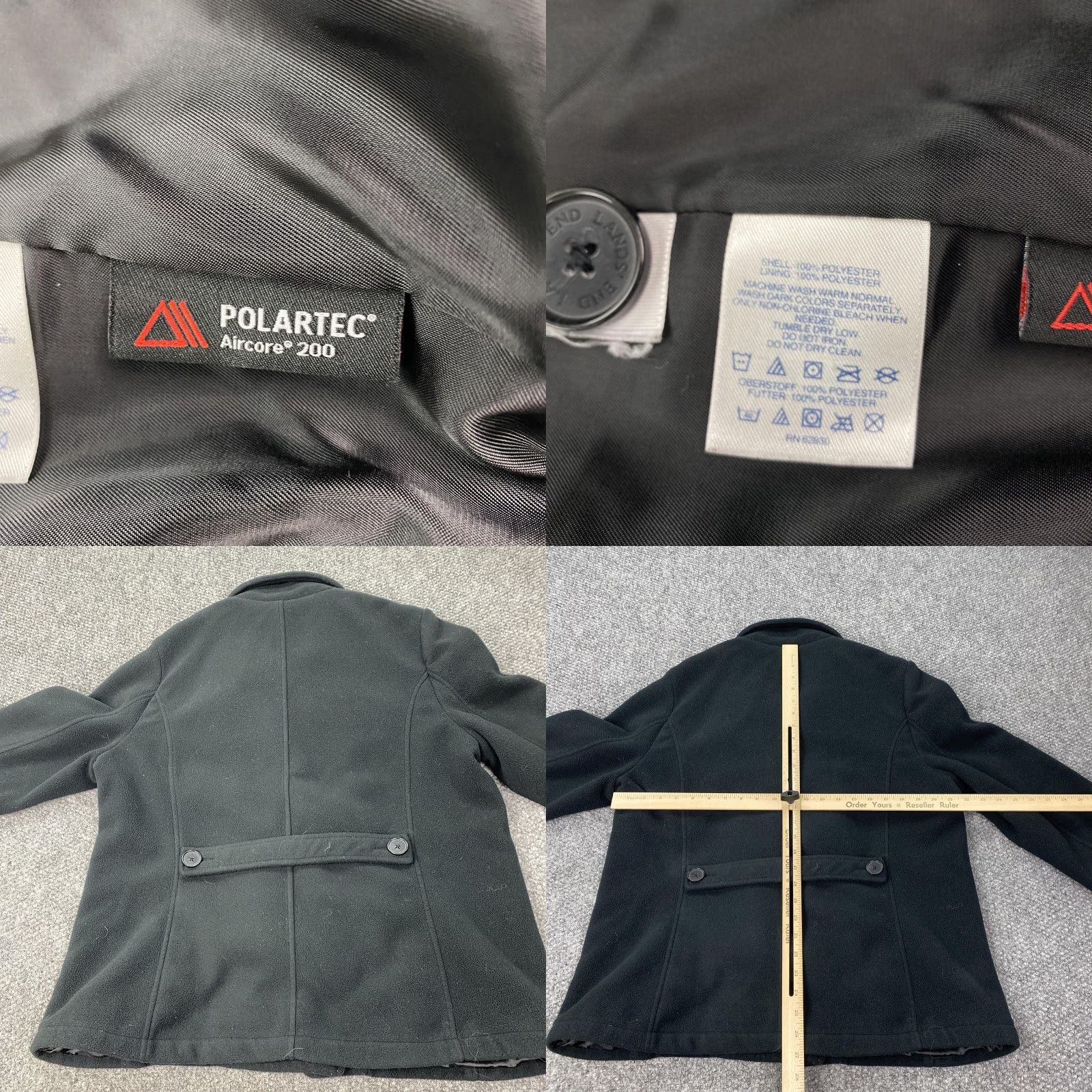 Lands' End Lands' End Pea Coat Womens XL Black Polartec Aircore 200 Fleece Double Breasted Jacket Coat Women Dark Black Winter Fall Lined Pockets Button Womens Size XXL / US 16-18 / IT 52-54 - 8 Thumbnail