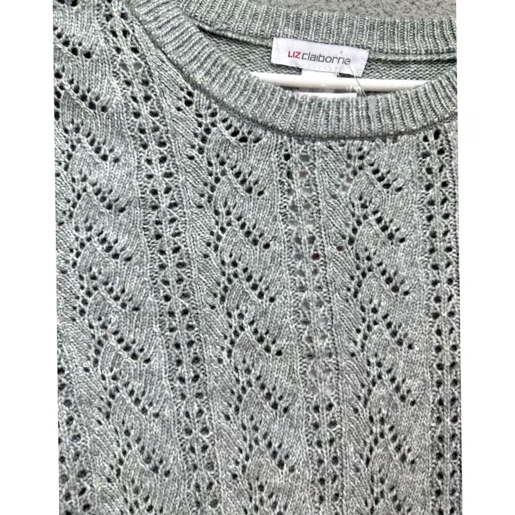 Liz Claiborne Liz Claiborne Crewneck Sweater Womens 3X Plus Grey Nylon Lace Pullover NEW Size XXL / US 16-18 / IT 52-54 - 5 Thumbnail