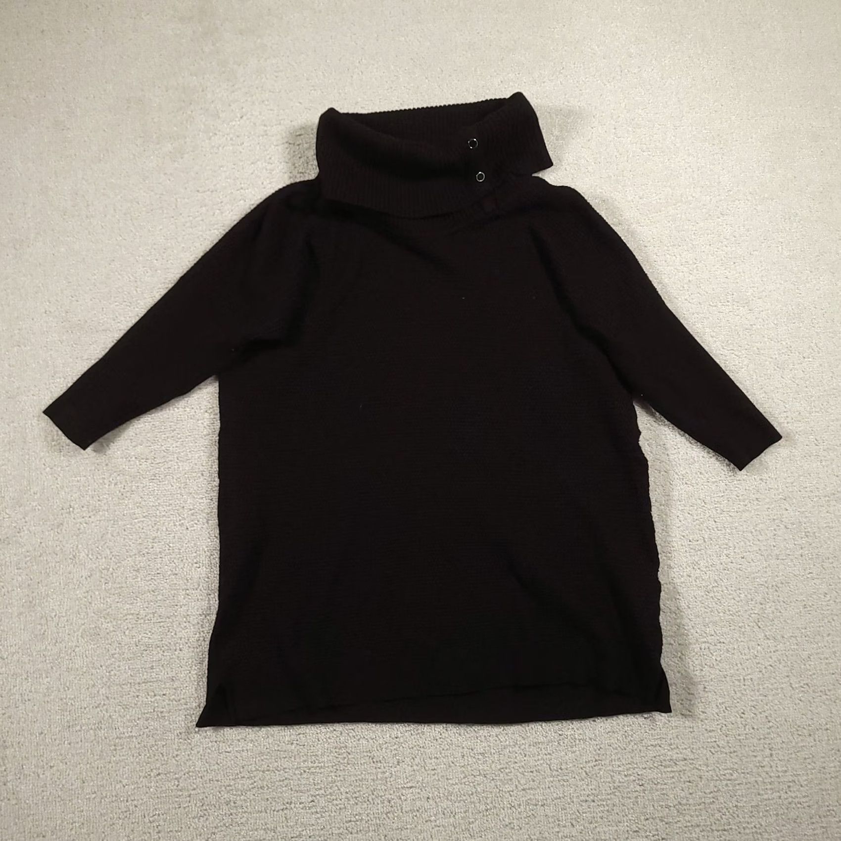 White House Black Market VINTAGE? White House Black Market Size S Sweater WHBM Snap Side Turtleneck Wool Ladies Pullover Black 90s City Classic Size S / US 4 / IT 40 - 2 Thumbnail