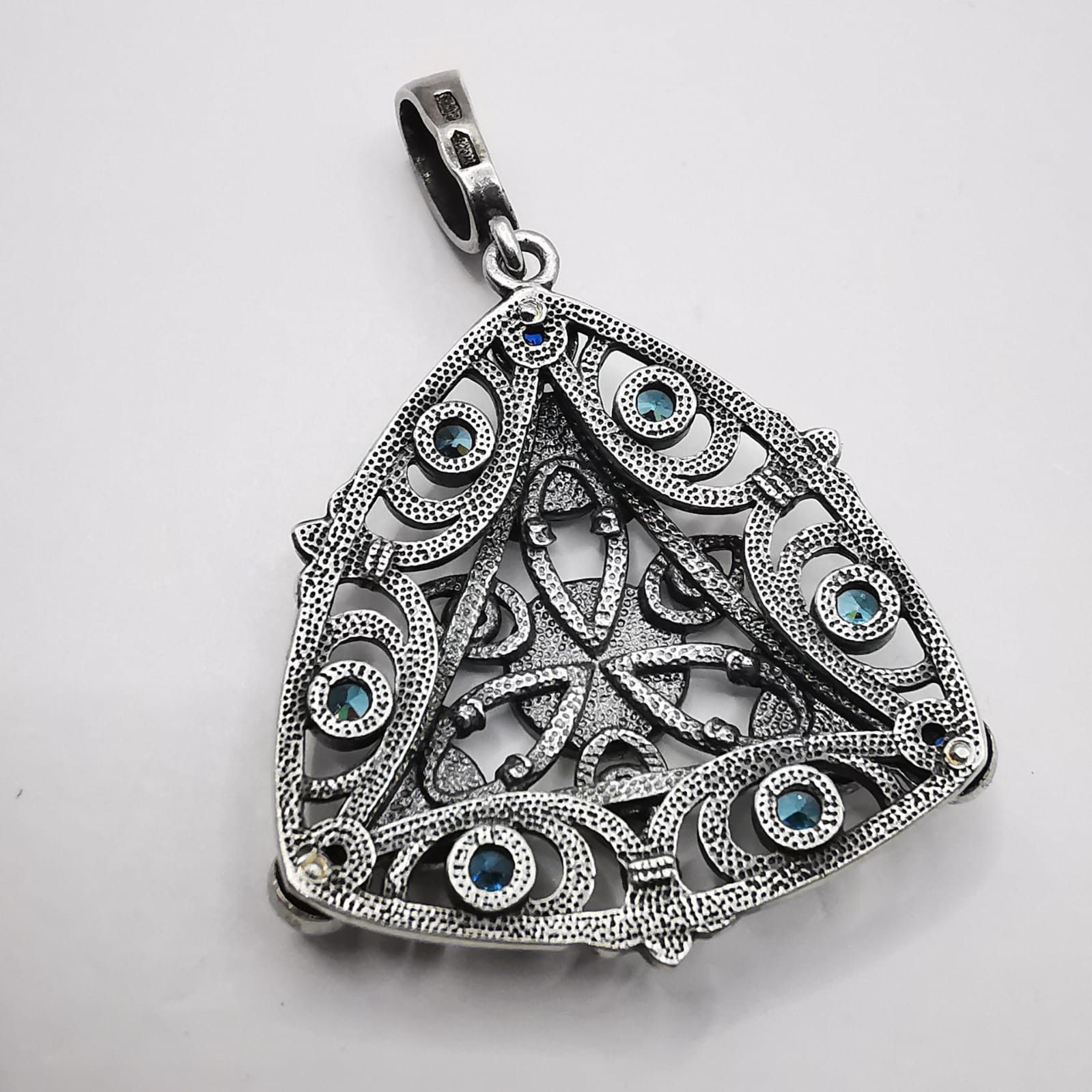 Vintage Vintage Pendant 925 Sterling Silver Sapphire, Topaz 7,15g Size ONE SIZE - 8 Thumbnail