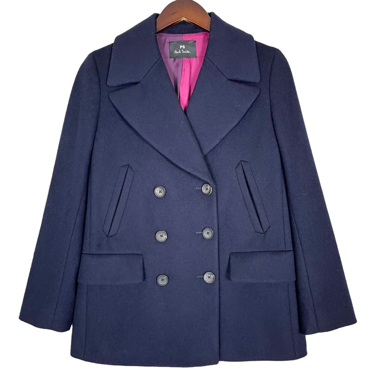 image of Paul Smith Women Wool Peacoat in Navy (Size Small)