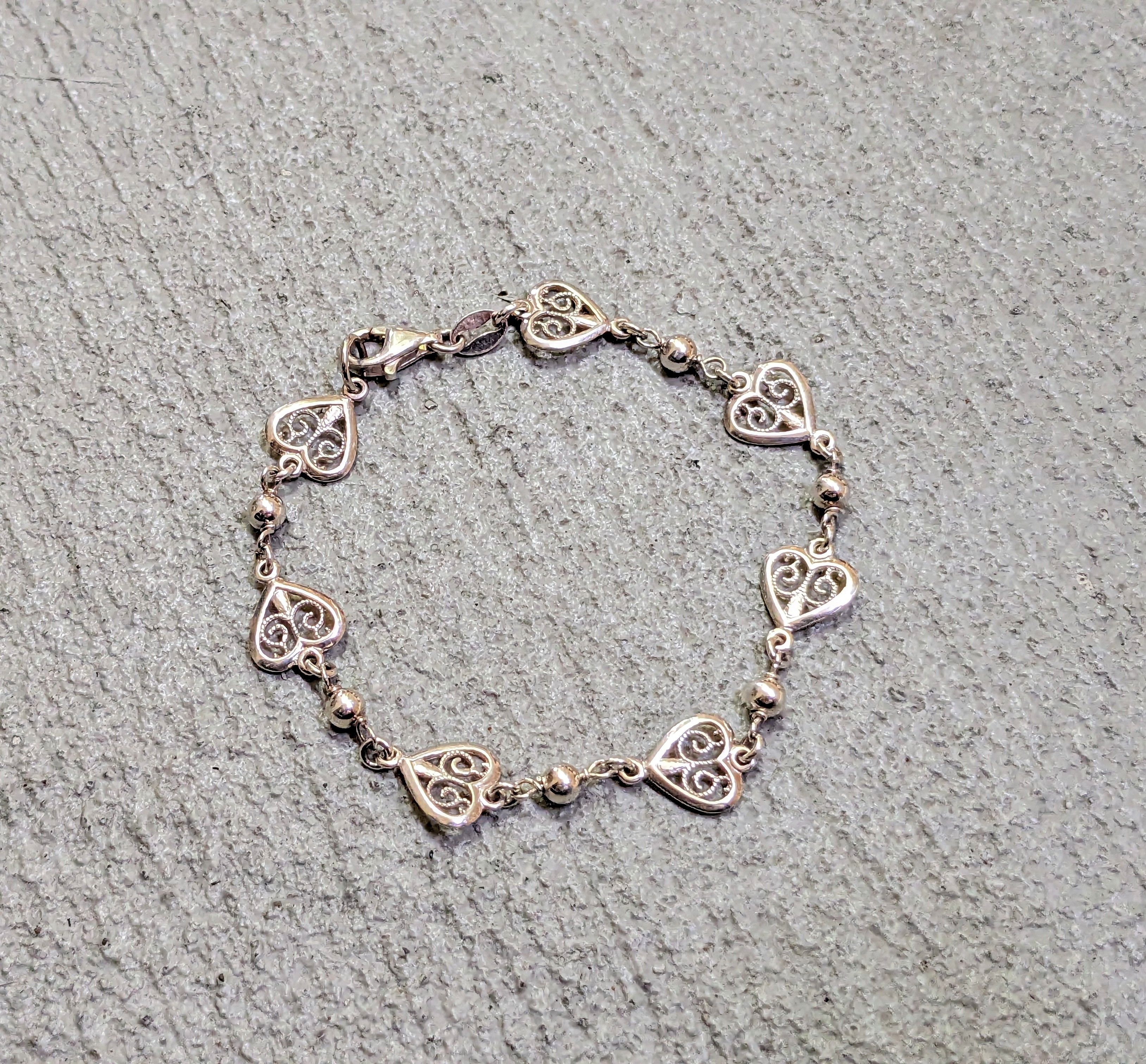 Jewelry × Vintage Vintage Sterling Silver Heart Bracelet Chain 7.25" Italy Y2K Size ONE SIZE - 1 Thumbnail