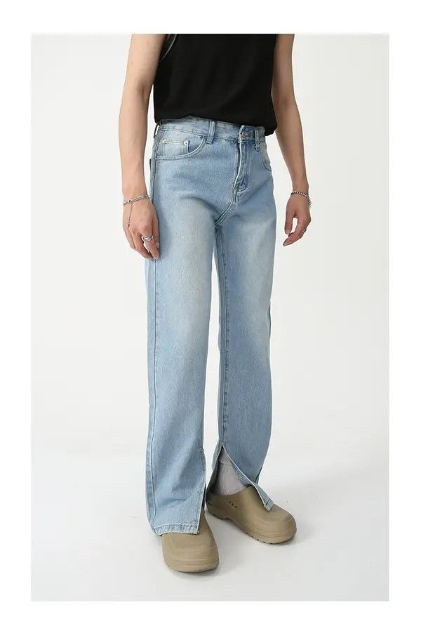 Japanese Brand Japanese light blue split slim jeans Size US 32 / EU 48 - 4 Thumbnail