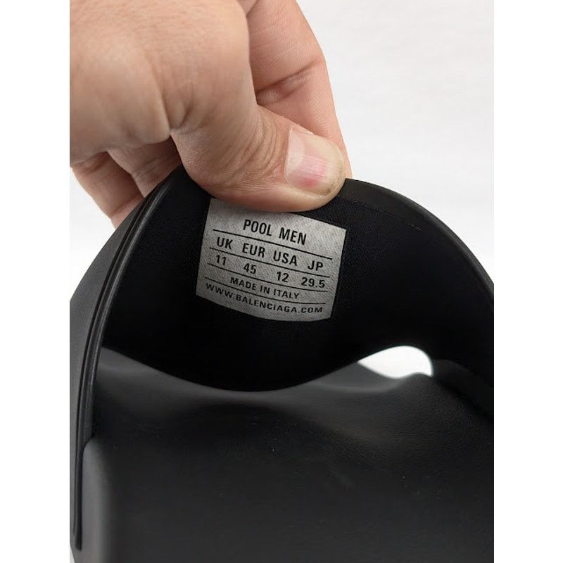 Balenciaga o1rshd1 Pool Logo Slides in Black/White Size US 12 / EU 45 - 12 Thumbnail