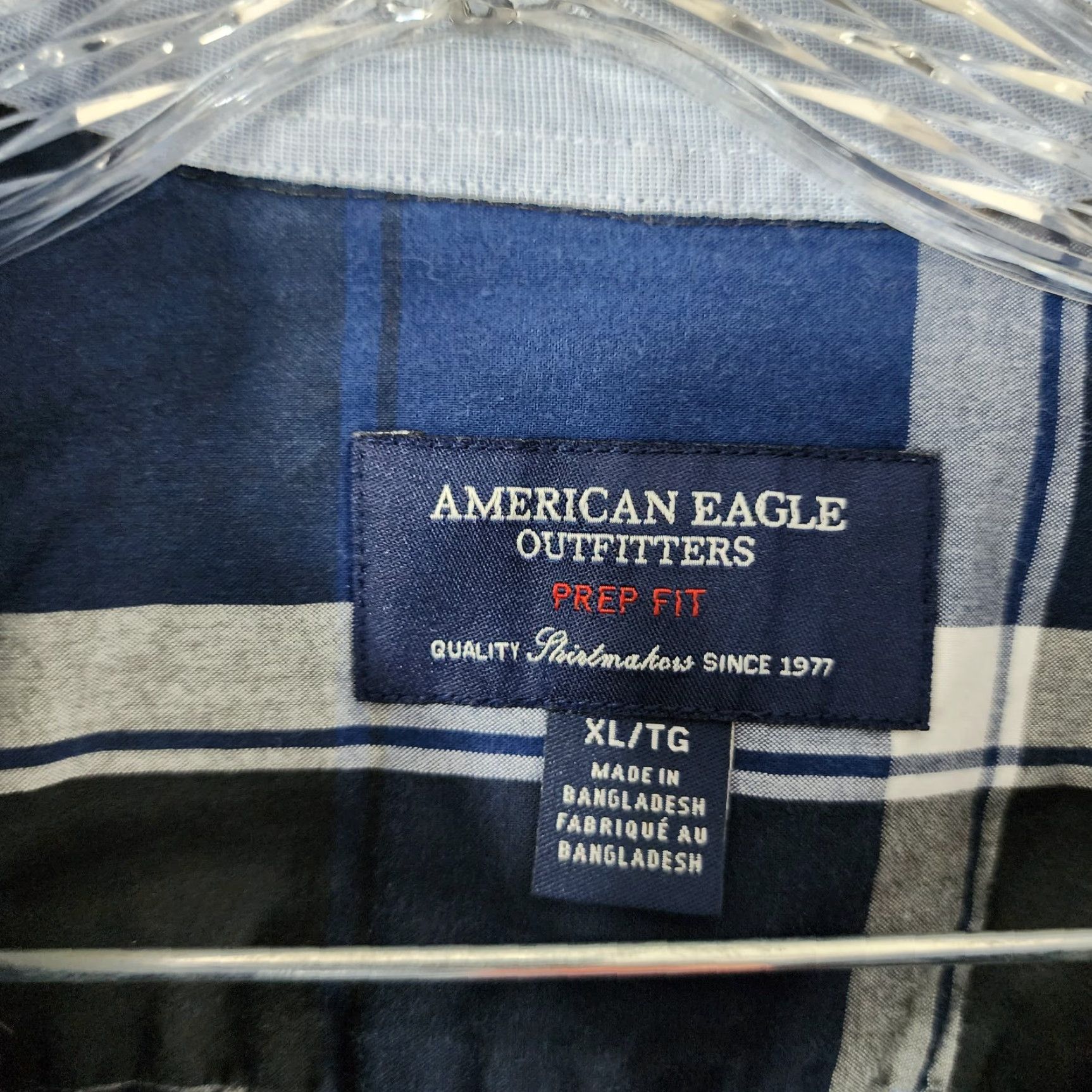 American Eagle Outfitters VINTAGE American Eagle Mens Blue Plaid Long Sleeve Prep Fit Button Up Size XL Size US XL / EU 56 / 4 - 4 Thumbnail