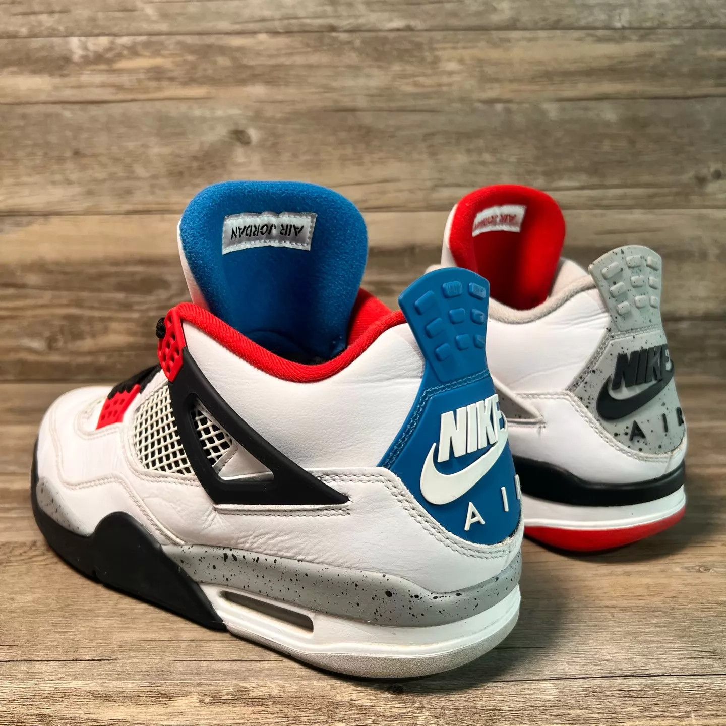 Nike Air Jordan 4 White Red Blue Mismatched 45 95 Size US 12 / EU 45 - 4 Thumbnail