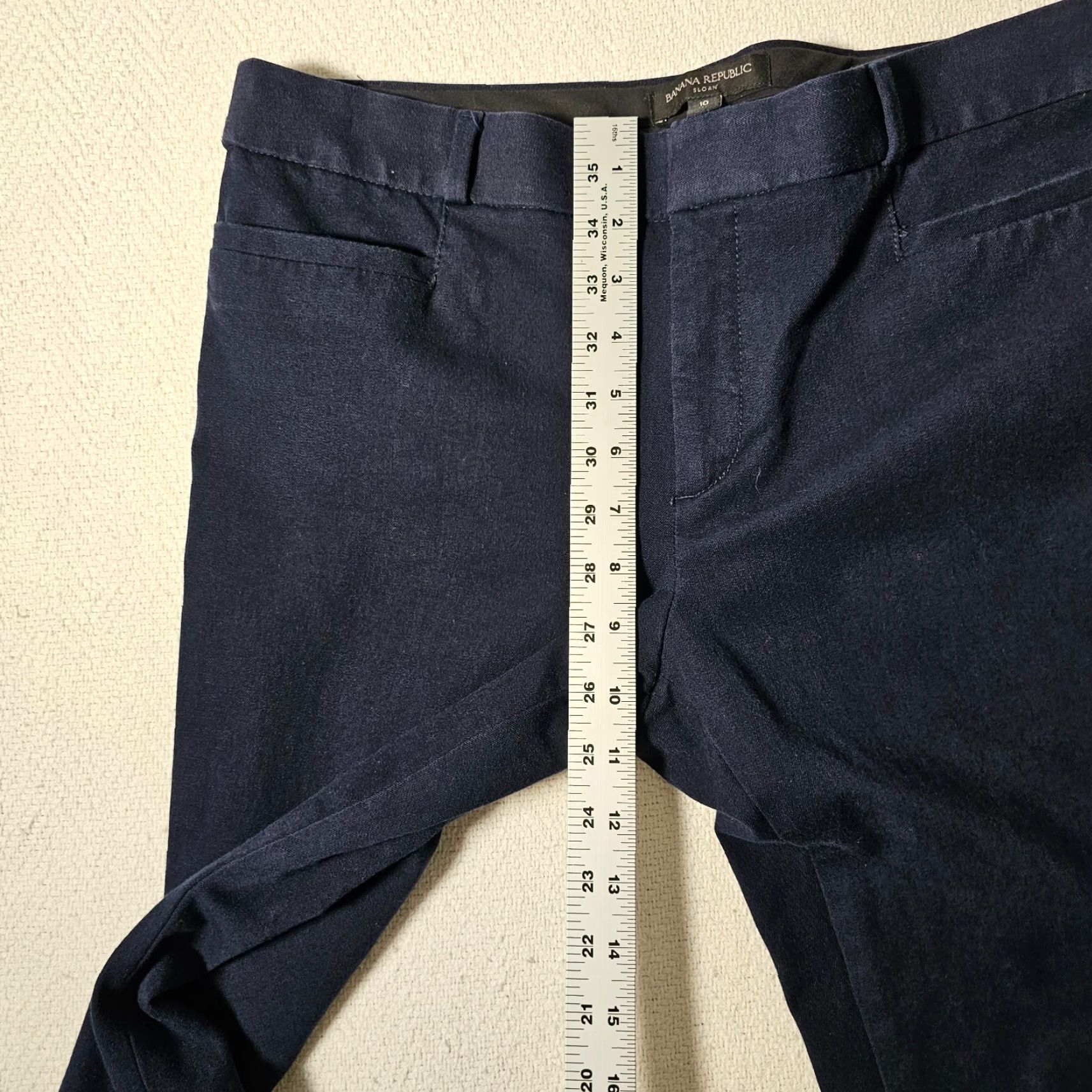 Banana Republic VINTAGE? (No) Banana Republic Sloan Pants Women 10 Dress Pants Flat Front Mid Rise Navy Blue Straight Leg Size 10 Regular Size 32" / US 10 / IT 46 - 6 Thumbnail