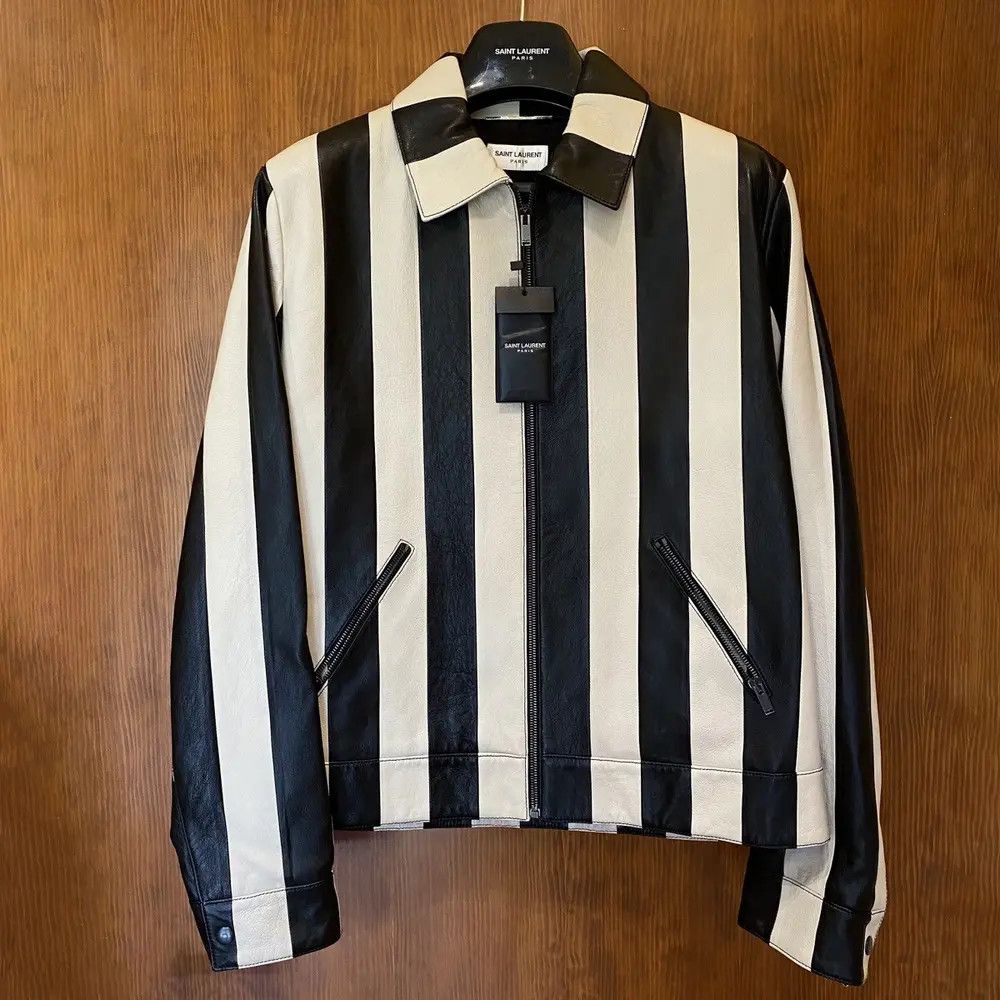 Saint Laurent Paris Saint Laurent Striped Leather Jacket Size US M / EU 48-50 / 2 - 1 Thumbnail