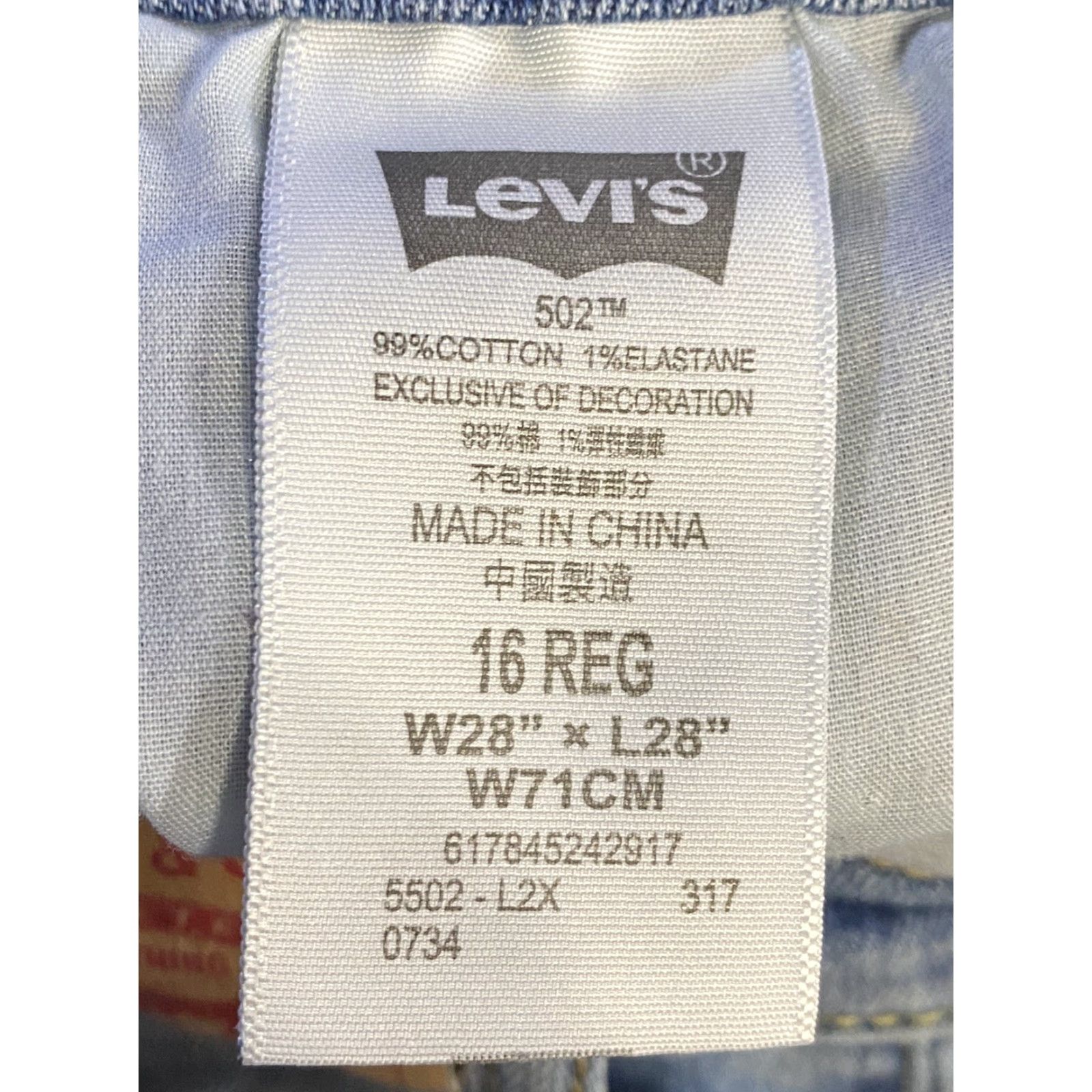 Levi's Levi's 502 Jeans Boys Regular Taper Medium Wash Blue Denim 28x28 Size 16 Reg 28in Inseam 5-Pocket Distressed Slimming Belt Loops VINTAGE No Size US 28 / EU 44 - 4 Thumbnail