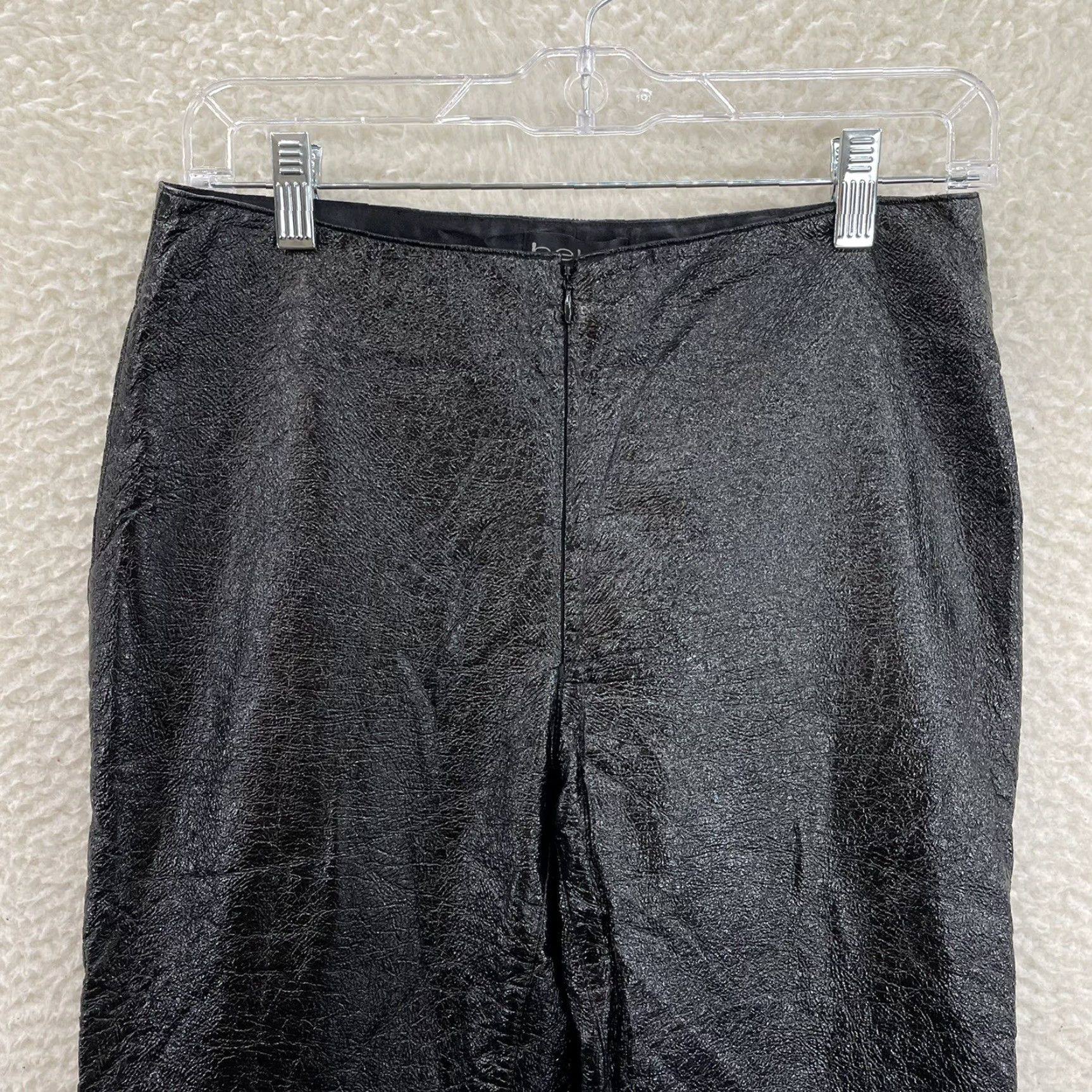 Bebe VINTAGE Y2K Bebe Black Faux Leather Pants 8 28 Medium Mid Rise Straight Leg Glam Rock Womens Size 30" / US 8 / IT 44 - 3 Thumbnail