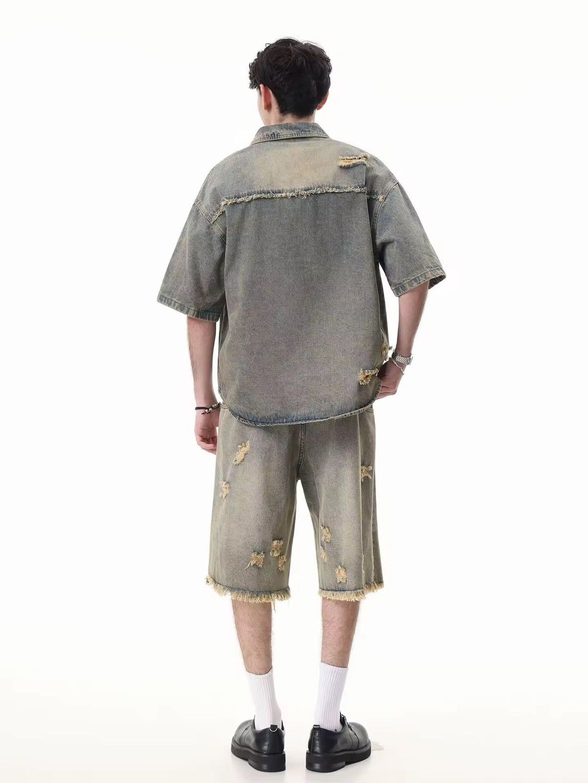 Japanese Brand × Jean Destroy Distressed Washed Loose Vintage Retro Shorts Size US 29 - 6 Thumbnail