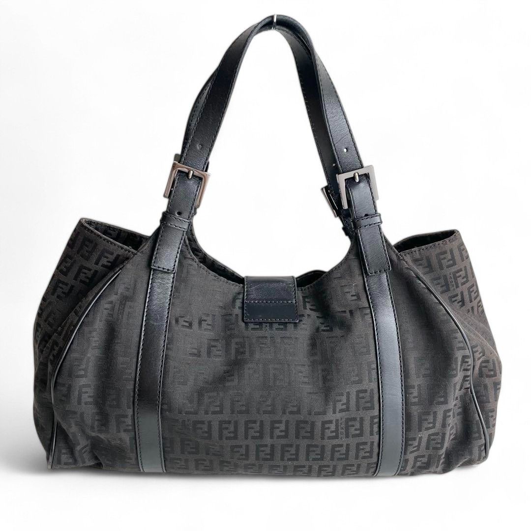 Fendi Fendi - Mamma Baguette Handbag Zucca Black Leather Size ONE SIZE - 4 Thumbnail
