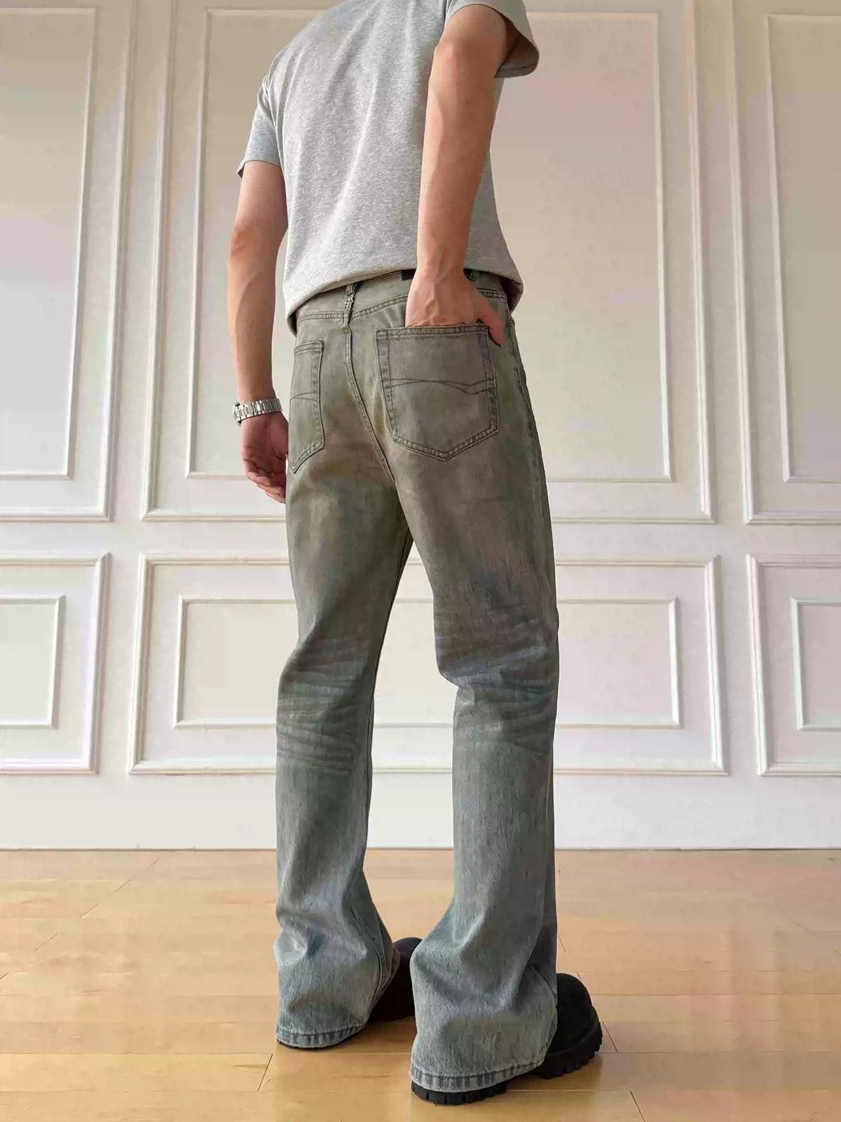 Vintage Dirt Dyed Washed Micro Flare Denim Jeans Size US 28 / EU 44 - 4 Thumbnail