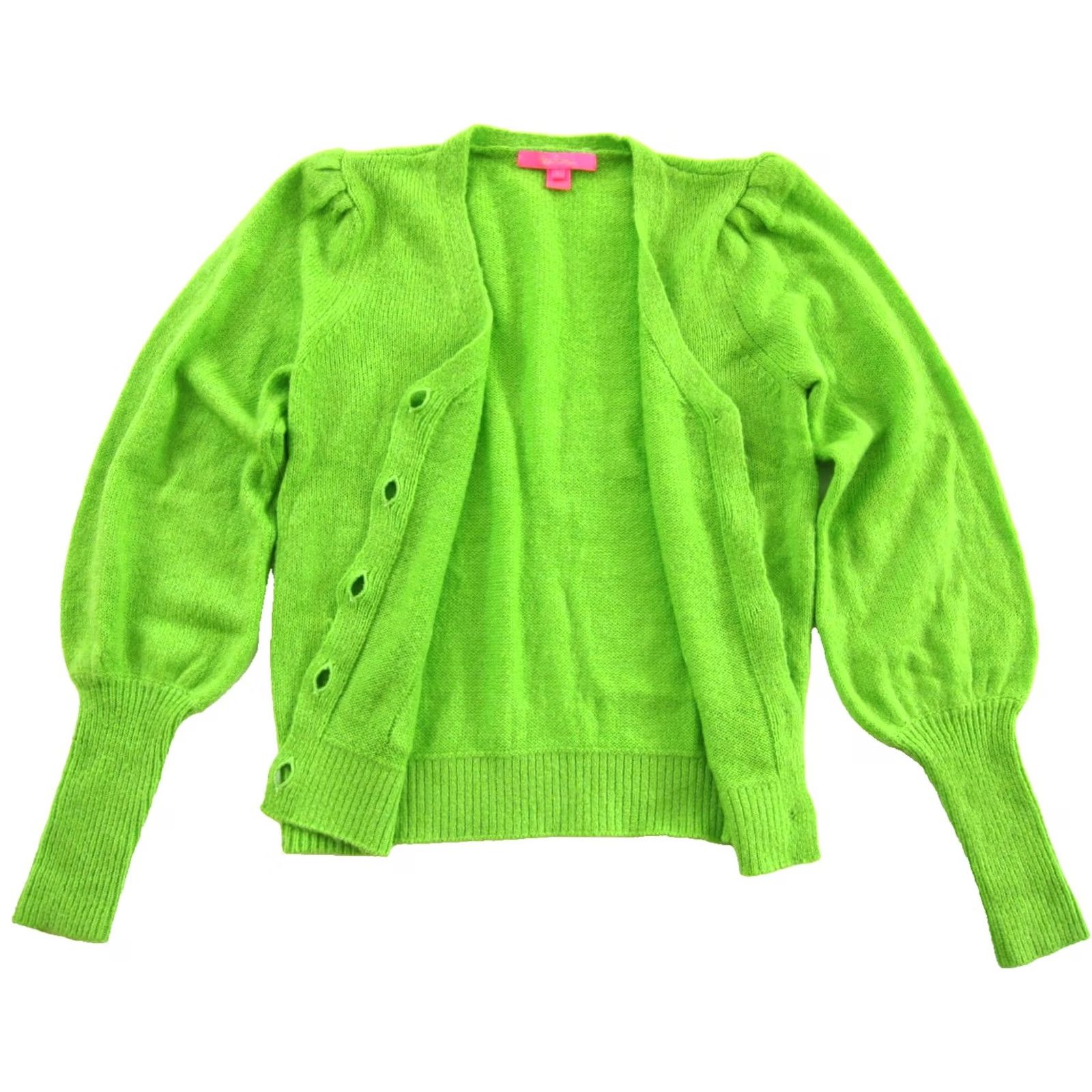 Lilly Pulitzer Lilly Pulitzer Neon Green Diamond Button V-Neck Pocket Cardigan Sweater S Womens Sh irt? Size S / US 4 / IT 40 - 4 Thumbnail