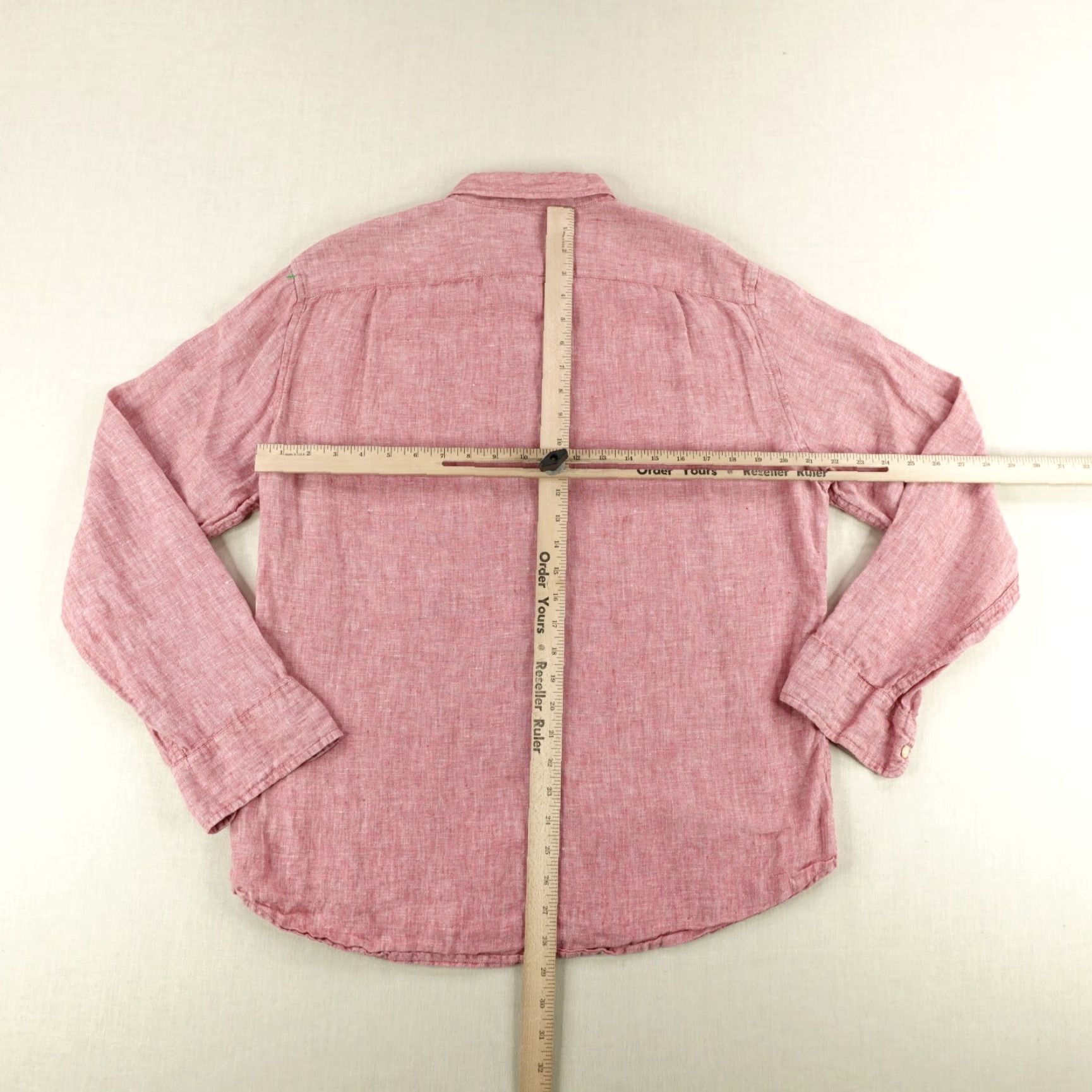 J.Crew VINTAGE J.CREW Shirt Mens Large Pink Heather Slim Linen Button-Up Long Sleeve Casual Size US L / EU 52-54 / 3 - 6 Thumbnail