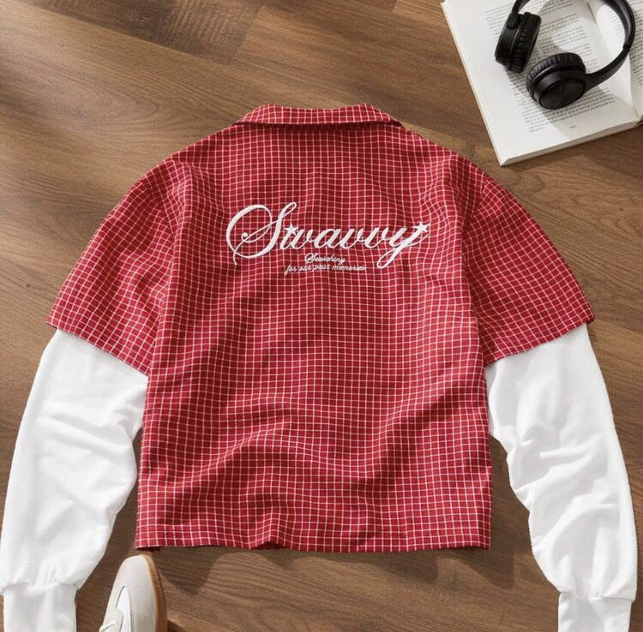 Shein Long sleeve button up (red) Size US M / EU 48-50 / 2 - 2 Thumbnail