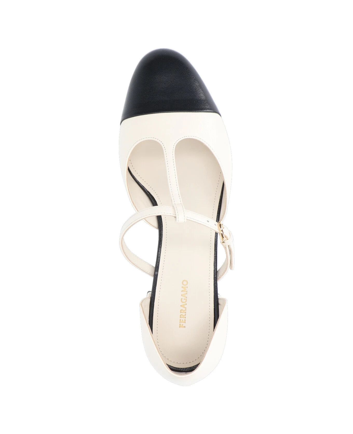 Salvatore Ferragamo o1s1rm0126 T-strap Ballet Pumps in White/Black Size US 11 / IT 41 - 5 Thumbnail