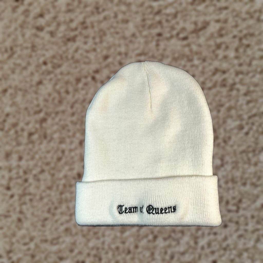 Port & Company Port & Company Team Of Queens Crown Beanie Toque Adult One Size White Knit Acrylic Beanie Womens One Size White Knit Crown Queen Hat/Cap Vintage? No. Size ONE SIZE - 1 Thumbnail