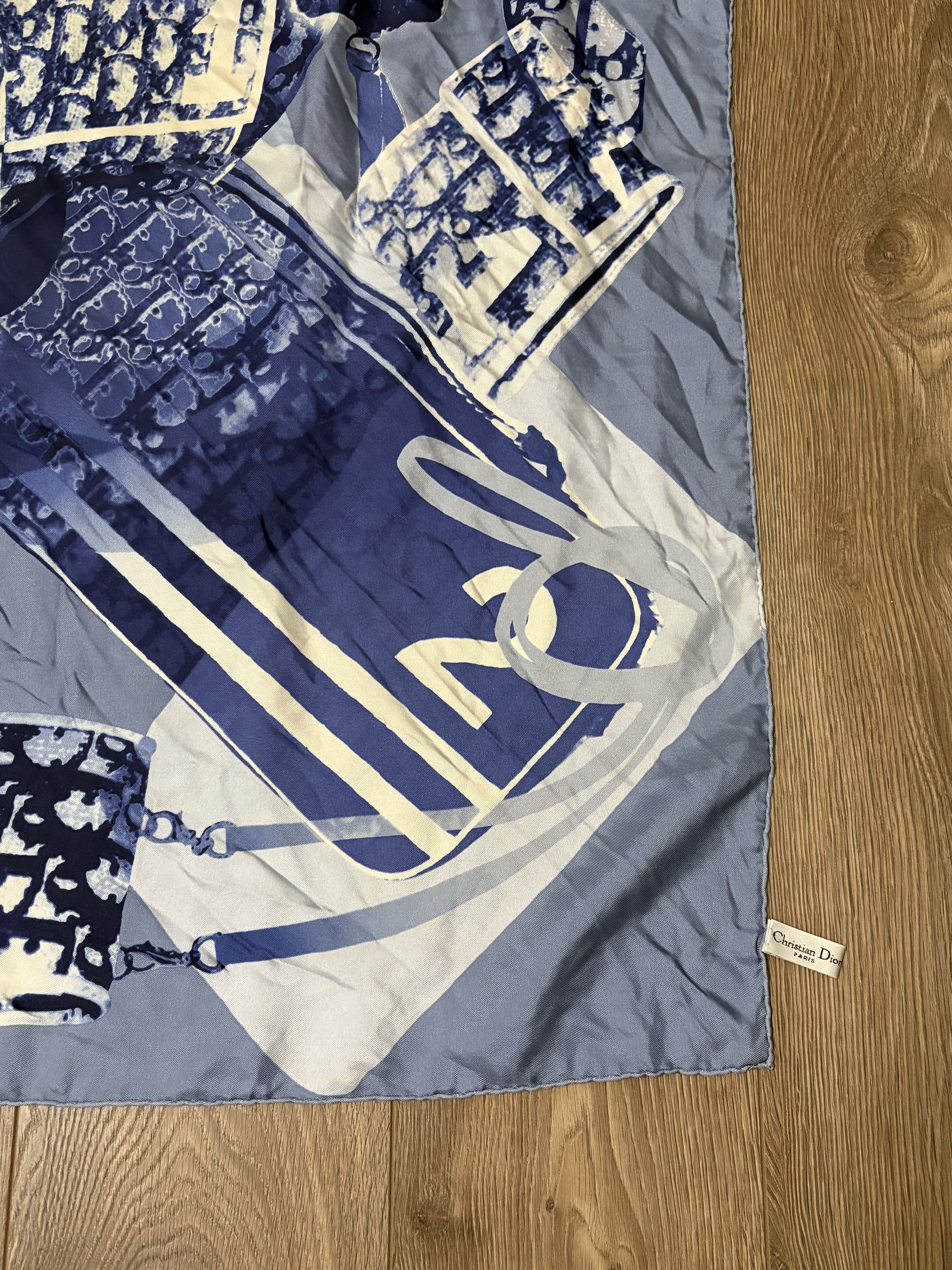 Christian Dior Monsieur Christian Dior Silk Scarf Blue Monogram Accessories Art Size ONE SIZE - 5 Thumbnail
