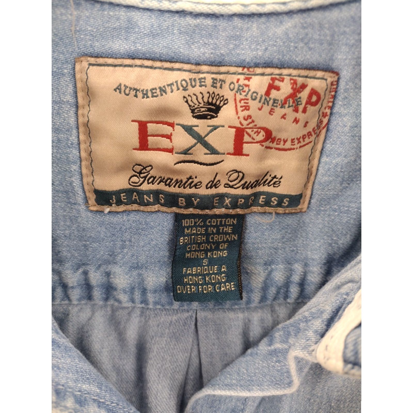 Denime VINTAGE EXP Jeans Denim Shirt Womens Small Long Sleeve Button Front Pockets Size S / US 4 / IT 40 - 5 Thumbnail