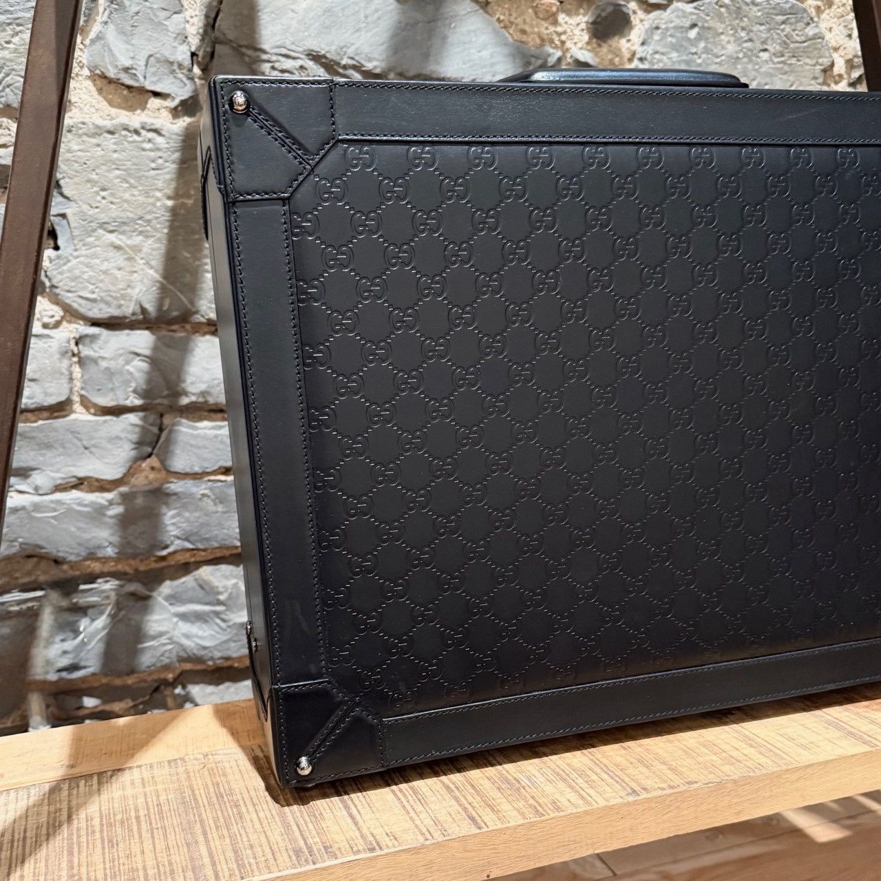 Gucci Gucci Black Leather Guccissima GG Embossed Trunk Suitcase Size ONE SIZE - 3 Thumbnail
