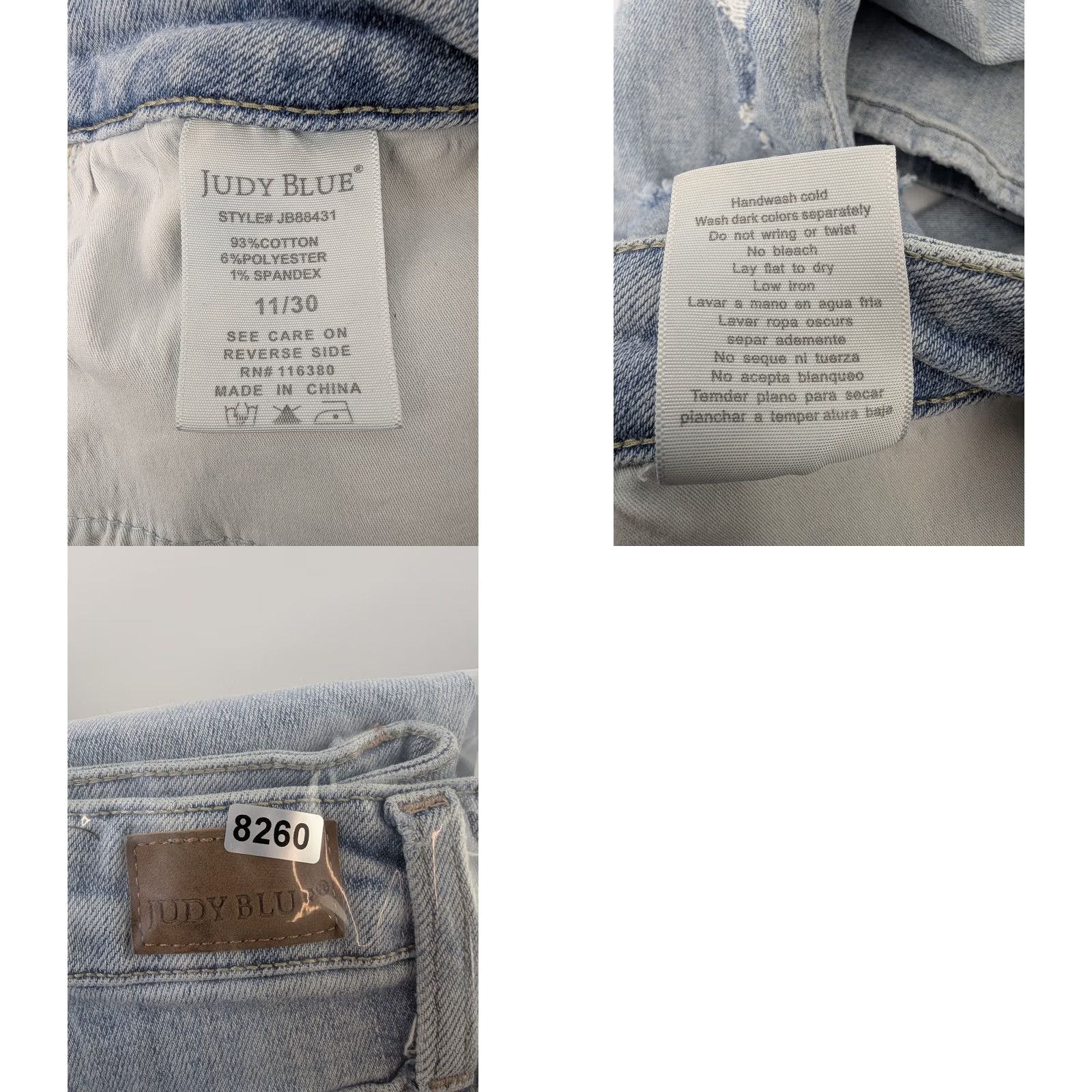 Denime Judy Blue Jeans Women's 11/30 Denim Distressed Stretch Skinny Fit JB88431 Size 32" / US 10 / IT 46 - 9 Thumbnail