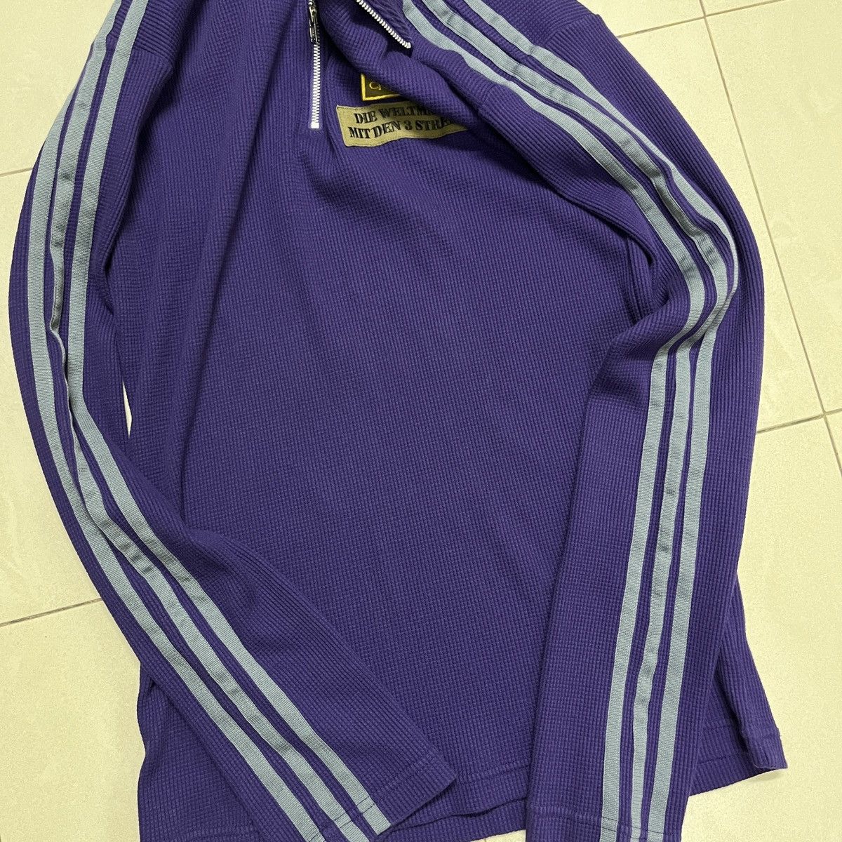 Adidas × Vintage Vintage Adidas 3 Stripes Patches Waffle Tracktop Size US S / EU 44-46 / 1 - 9 Thumbnail