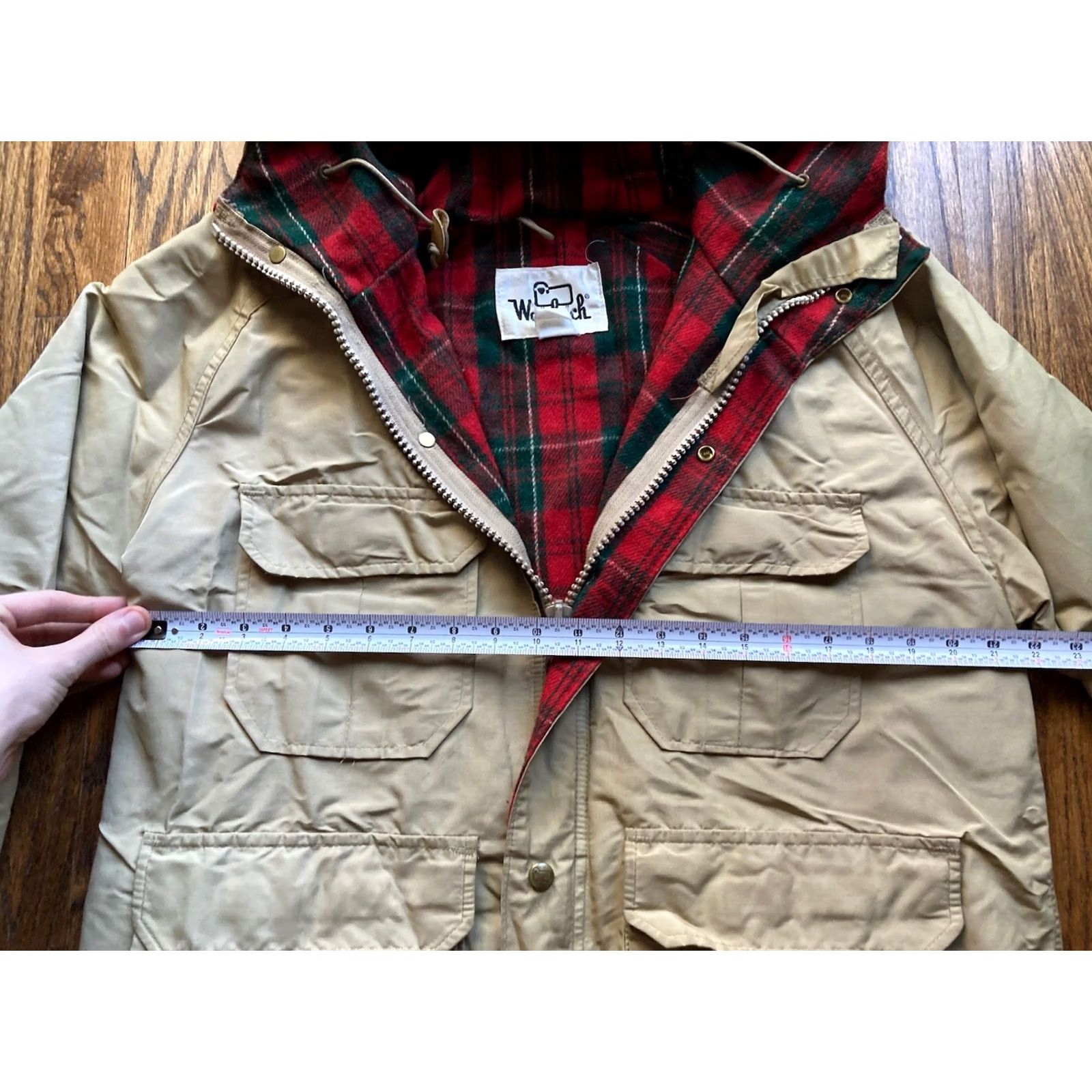 Vintage VINTAGE Woolrich Rain Parka Hooded Plaid Wool Blanket Lined Beige Mens Large Size US L / EU 52-54 / 3 - 7 Thumbnail