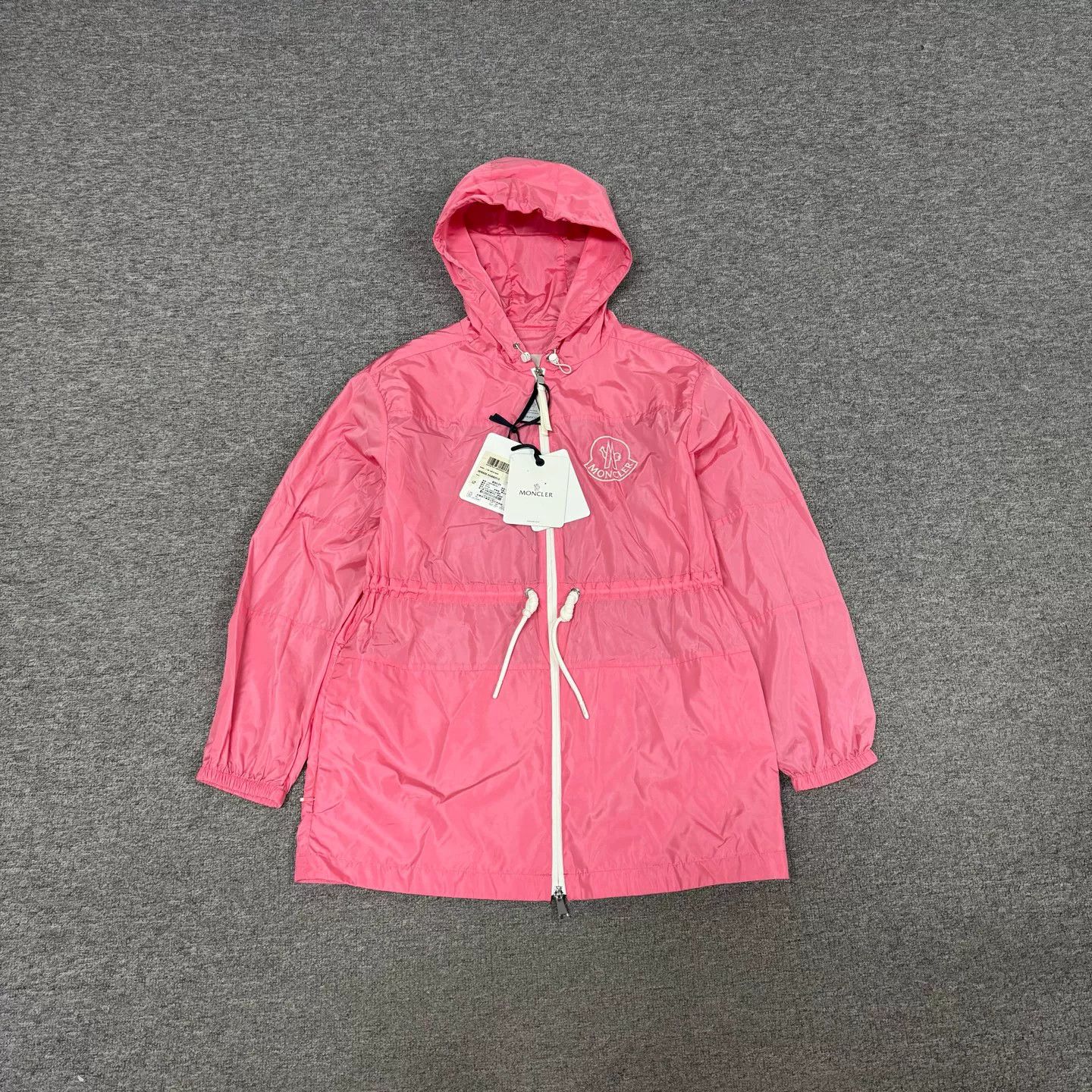 Moncler Moncler Pink Embroidered Logo Nylon Trench Coat Size L / US 10 / IT 46 - 1 Thumbnail