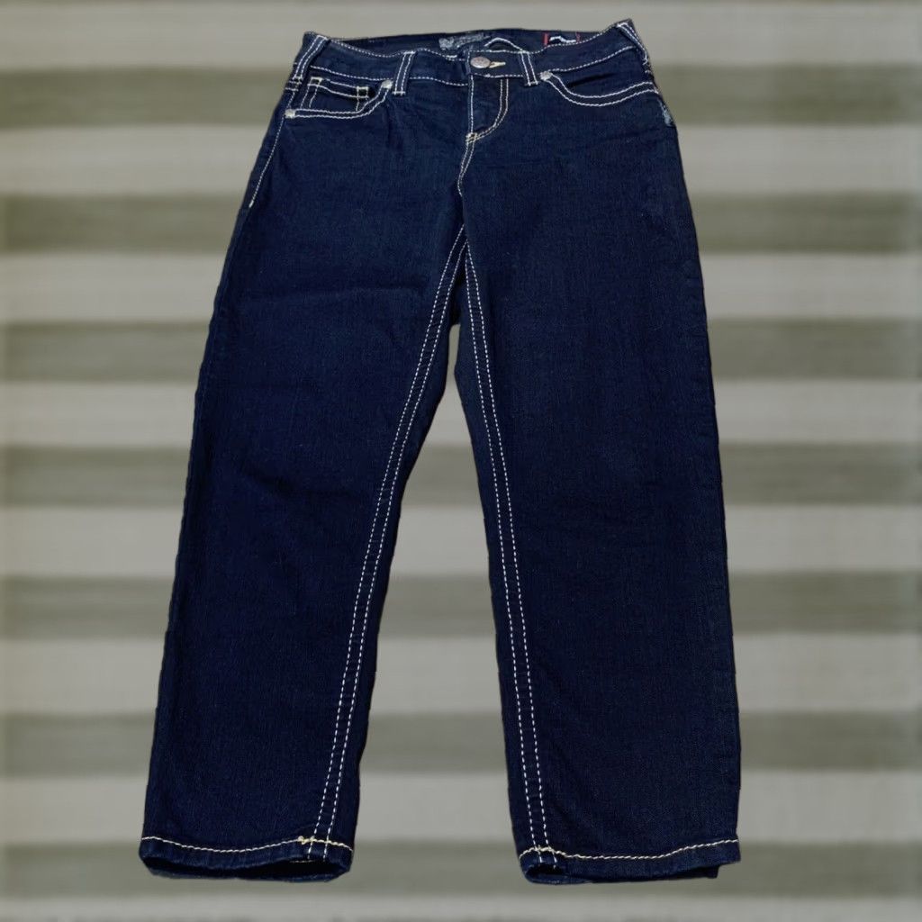 Vintage Silver Suki Women's Super Stretch High Capri Jeans 29x24 Dark Blue Denim Size 29" - 1 Thumbnail