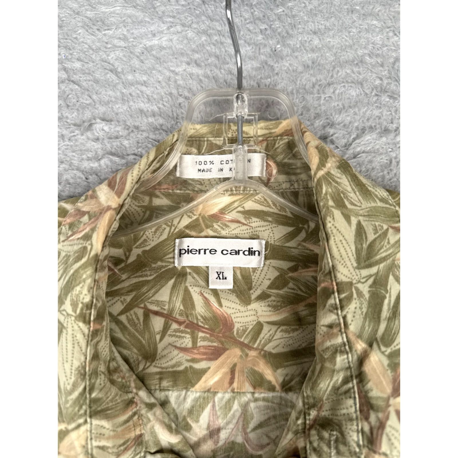 Pierre Cardin Pierre Cardin Shirt Men XL Green Floral Leaf 100% Cotton Hawaiian Resort Vacation Aloha Short Sleeve Button-Up Size US XL / EU 56 / 4 - 7 Thumbnail