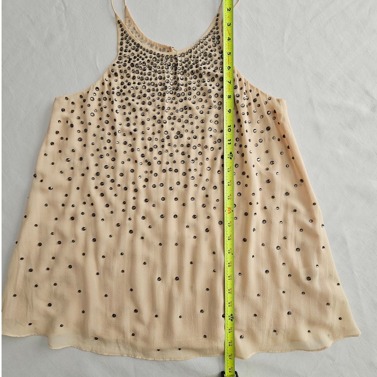 MILLY MILLY Tan Embellished Silk Chiffon Cami Tank Top Blouse 2 Size XS / US 0-2 / IT 36-38 - 7 Thumbnail