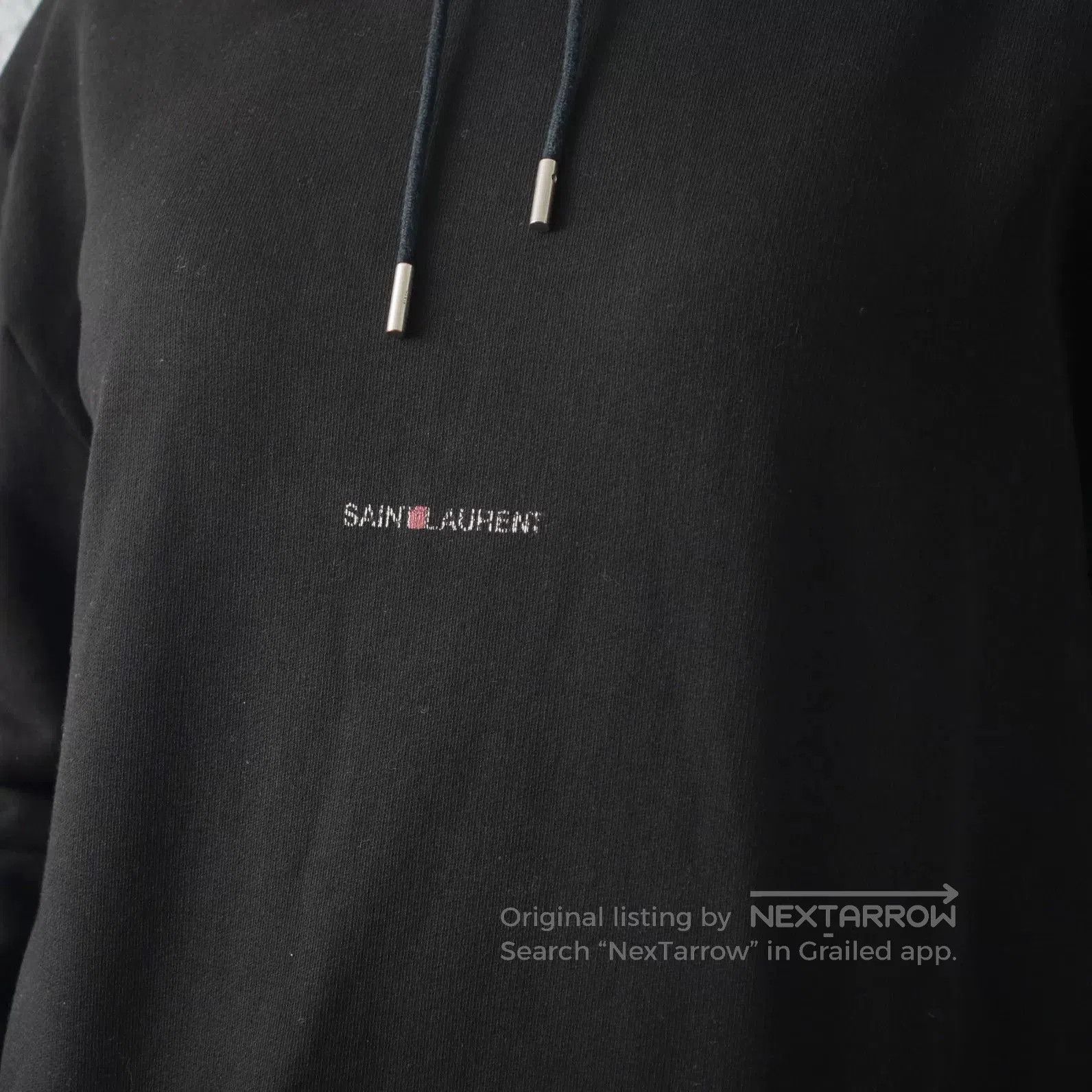 Yves Saint Laurent YSL Black Cotton Chest Logo Hooded Sweatshirt. Size L / US 10 / IT 46 - 4 Thumbnail