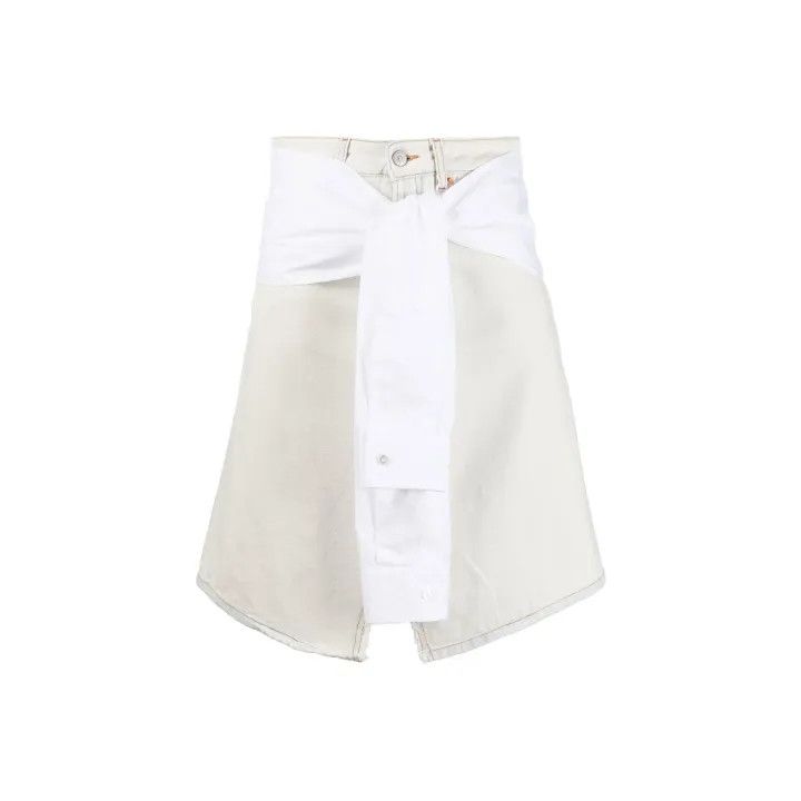 Maison Margiela MM6 Maison Margiela White Minimalist Denim Skirt 0079 Size 38" / US 16 / IT 52 - 1 Thumbnail