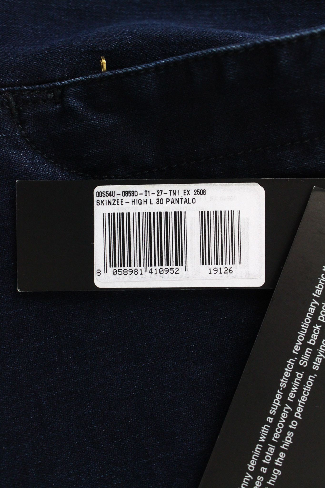 Diesel SKINZEE-HIGH 0858D W27/L30 Blue Stretch Jeans 70289 Size 27" / US 4 / IT 40 - 9 Thumbnail