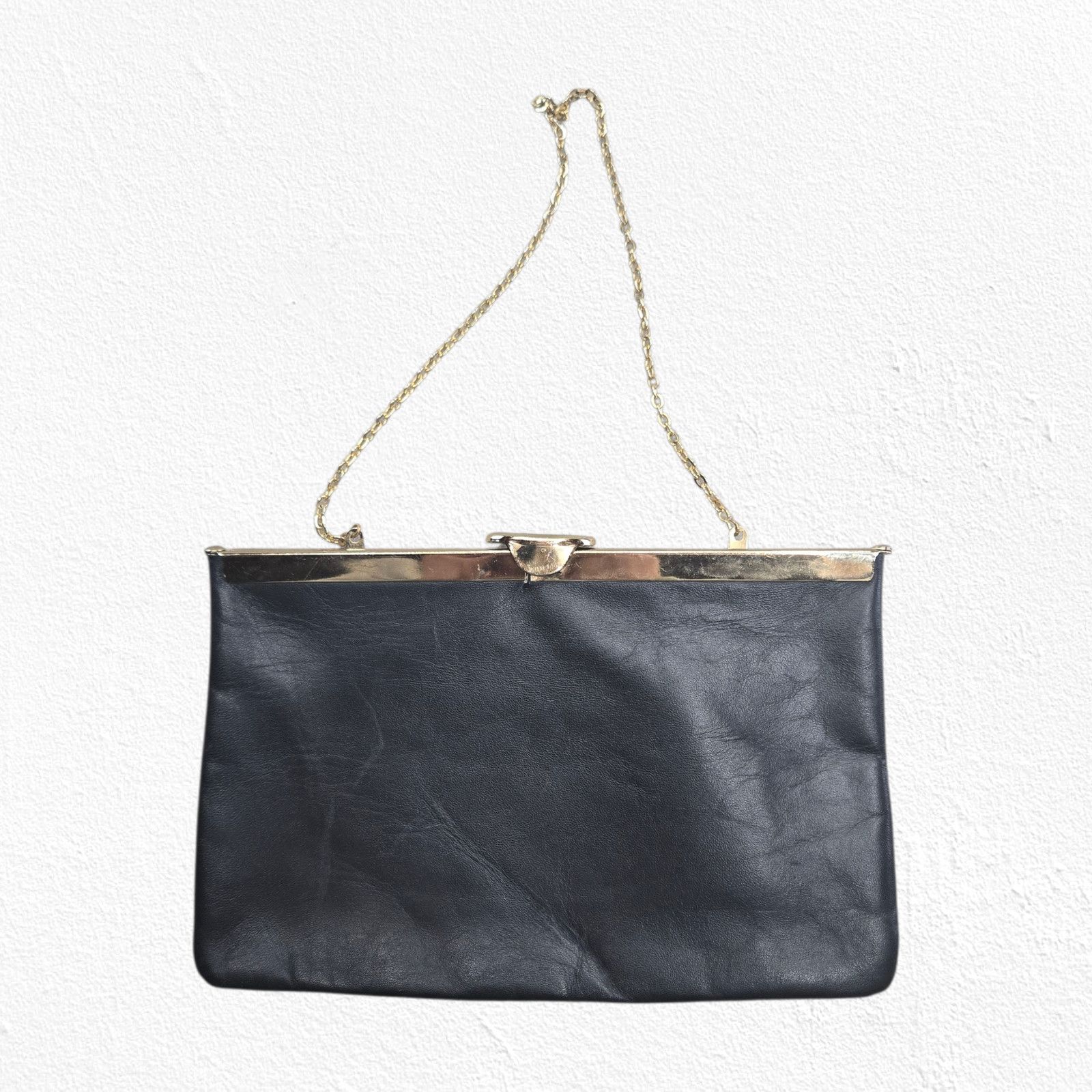 Vintage Vintage 1950s Black Leather Frame Evening Bag Size ONE SIZE - 10 Thumbnail