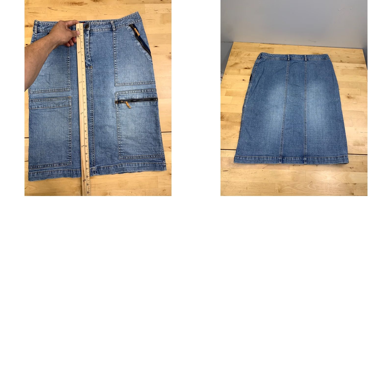 Bcbgmaxazria VINTAGE BCBGMAXAZRIA Denim Skirt Women 8 Blue Zippers Pockets Y2K 13215 Size 30" / US 8 / IT 44 - 8 Thumbnail