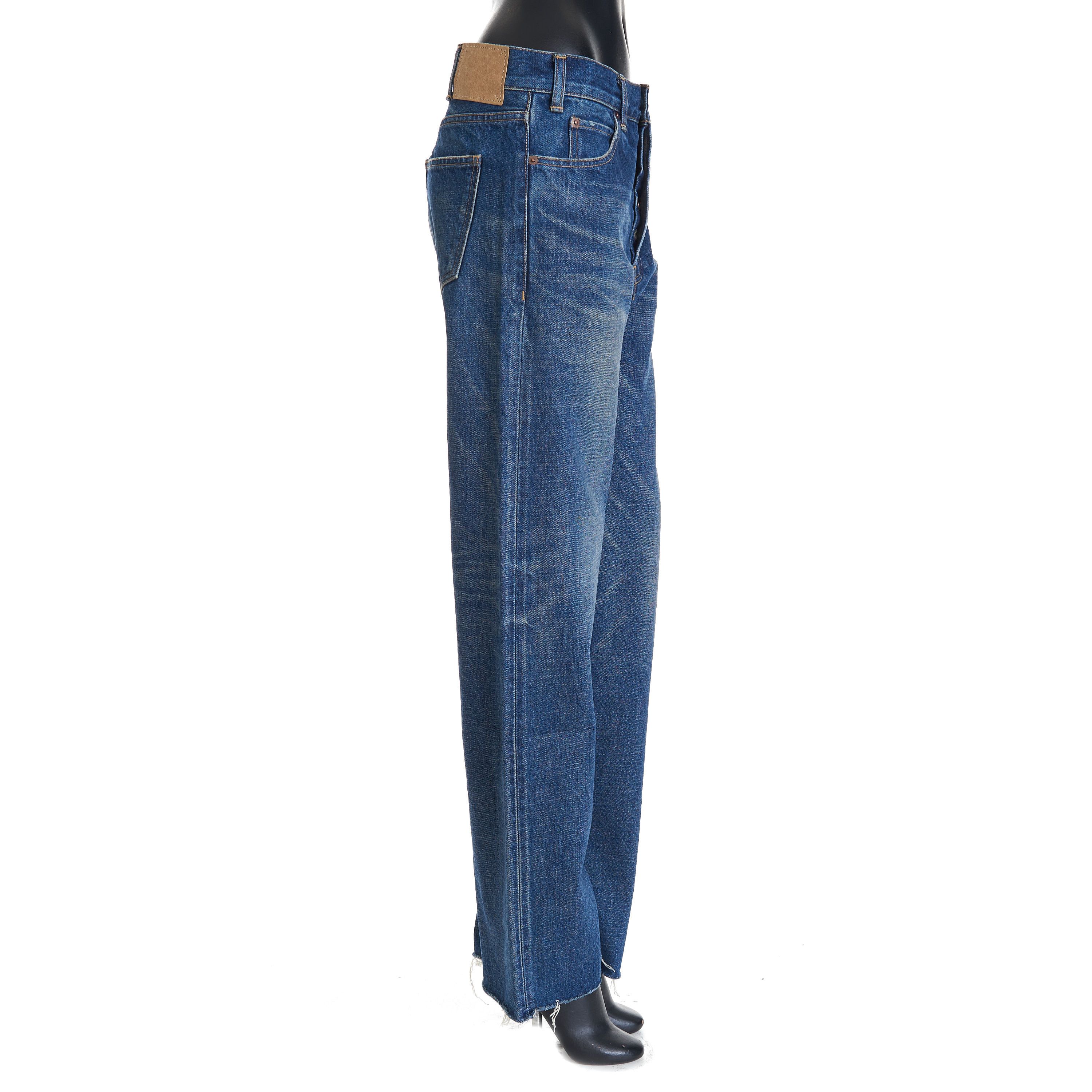 Celine Polly Jeans In Dark Union Wash Denim With Raw Seams Size 28" / US 6 / IT 42 - 7 Thumbnail